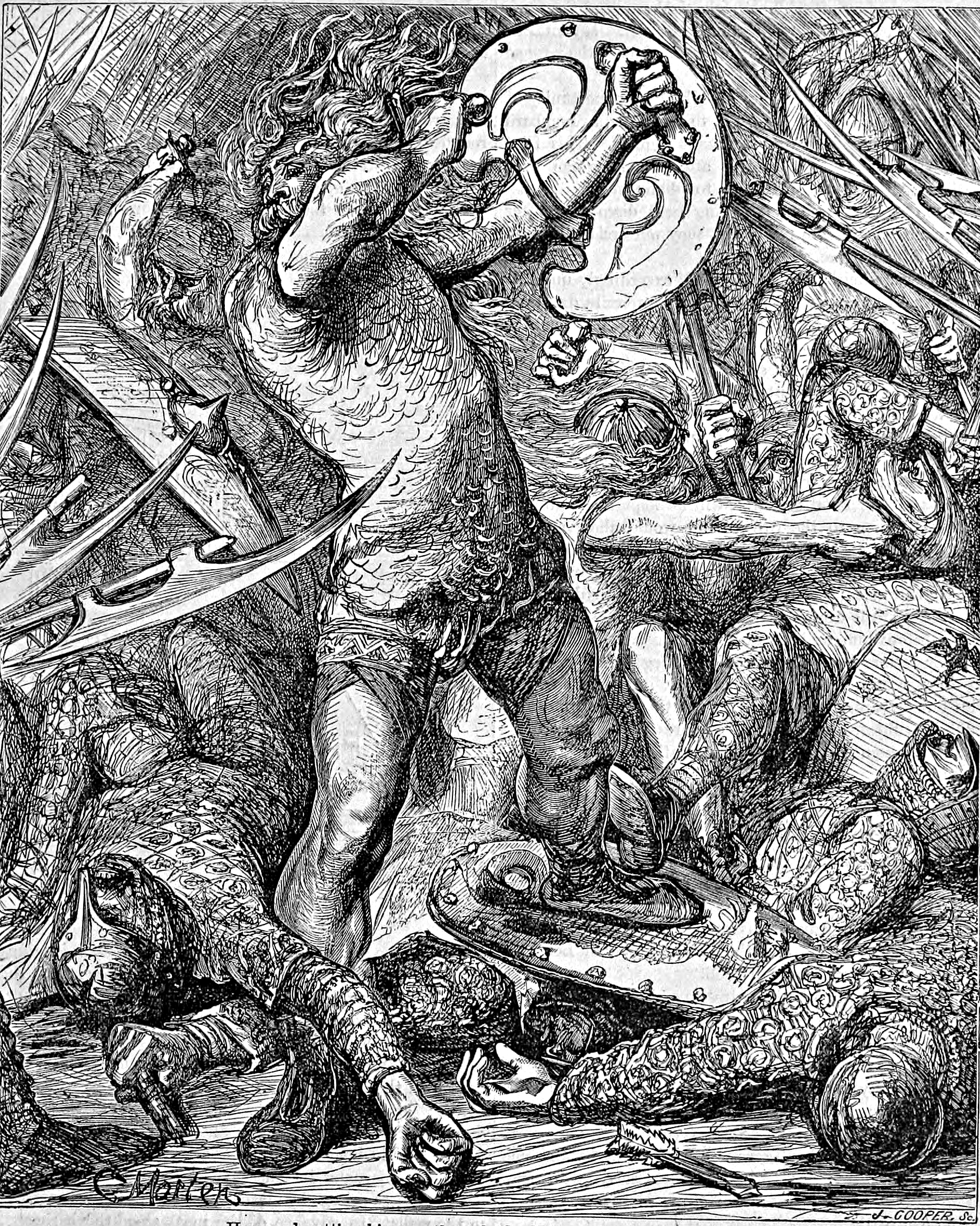 Hereward the Wake fighting Normans