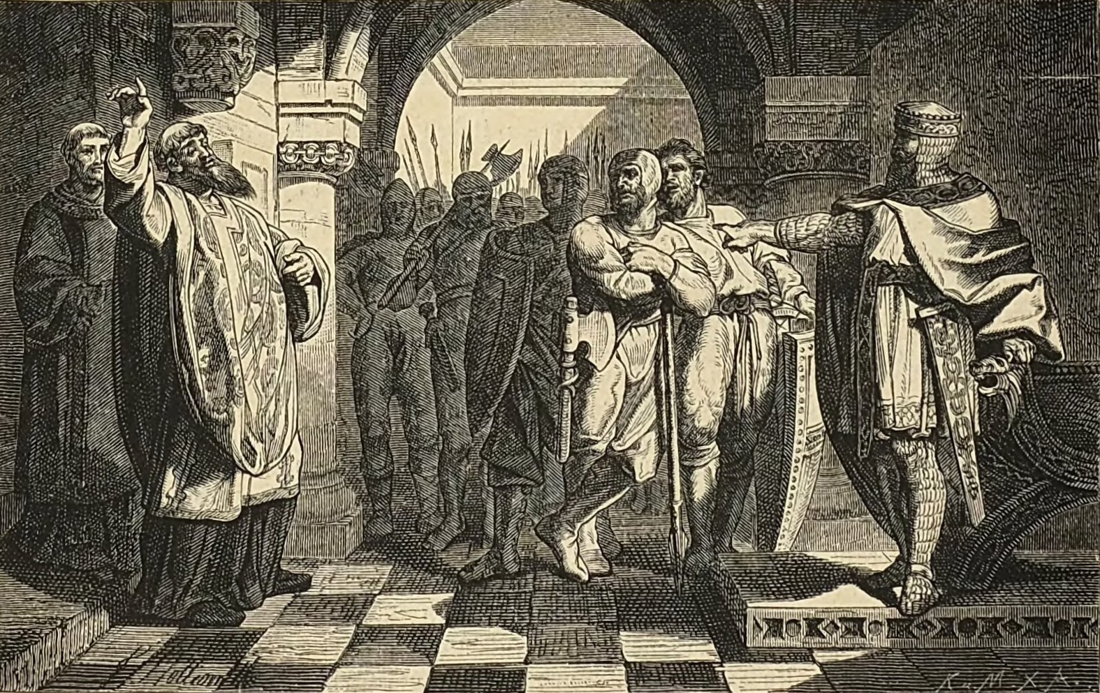 Henry the Fowler refusing coronation by Hatto I. of Mohucs
