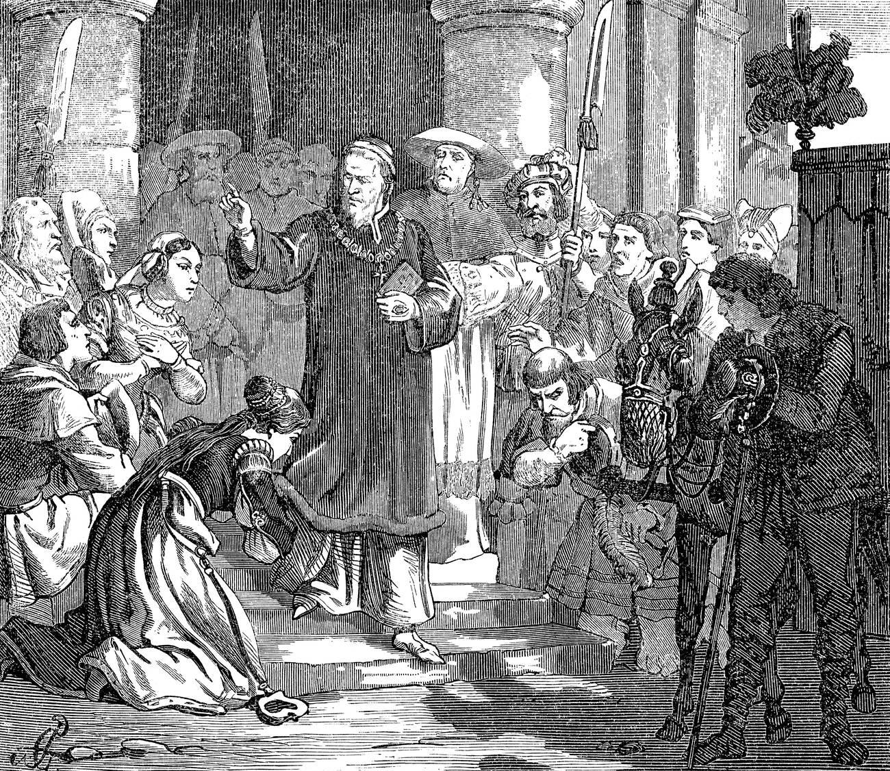 Pope Gregory VI leaving Avignon, Pope from 1 May 1045 until his abdication at the Council of Sutri