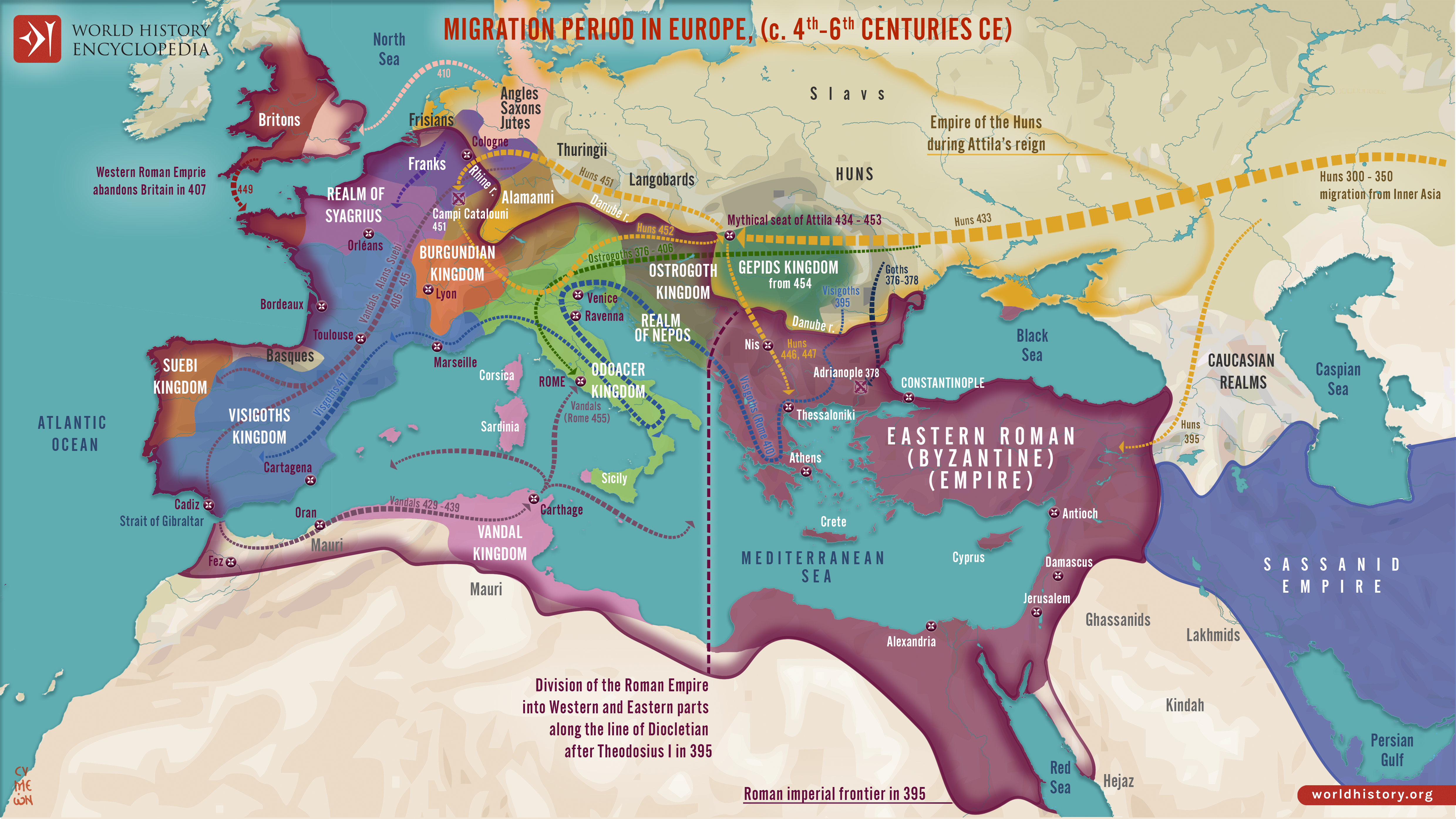 Map of the Migration Period in Europe