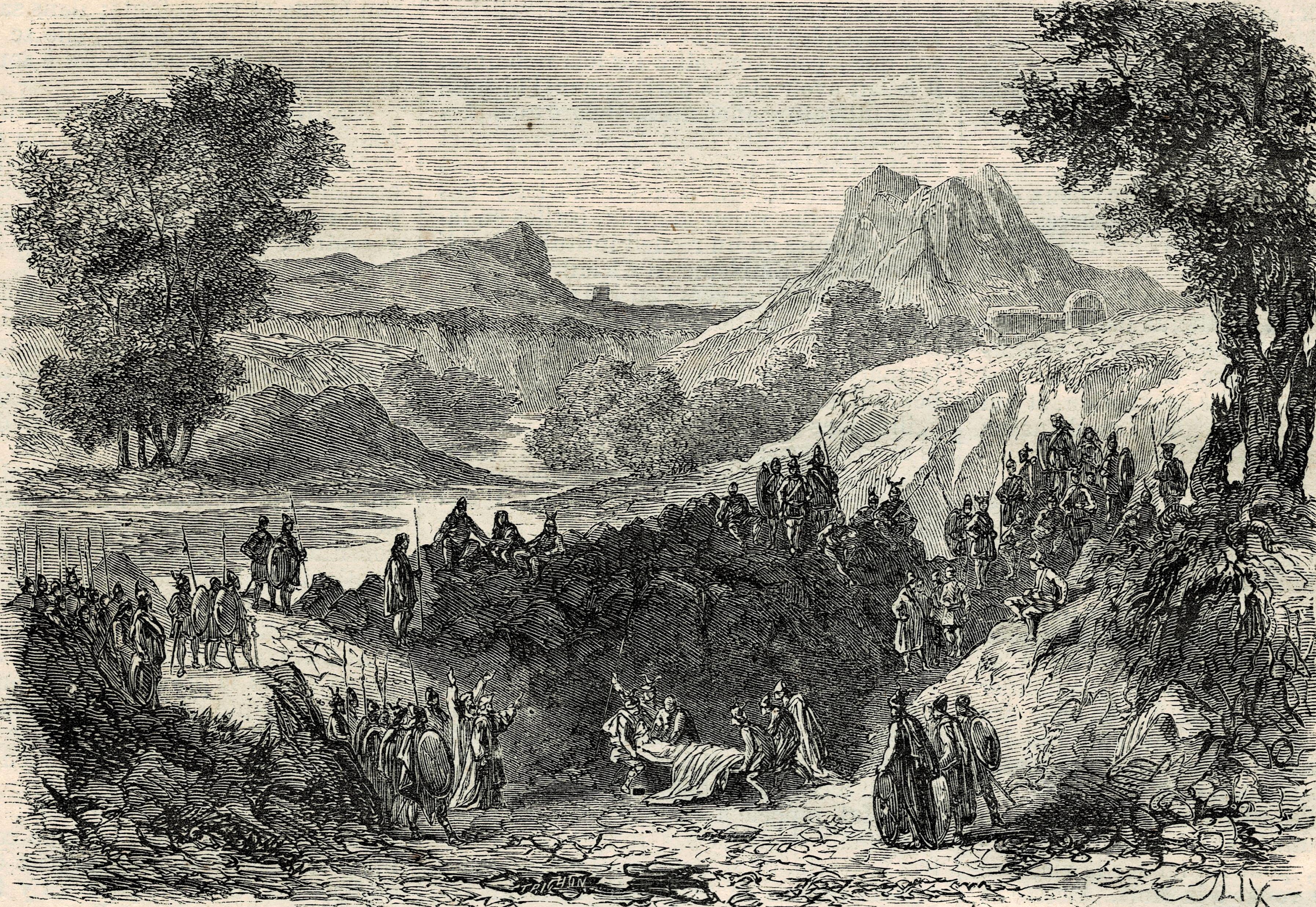 Alaric's soldiers bury him in bed of the Basento