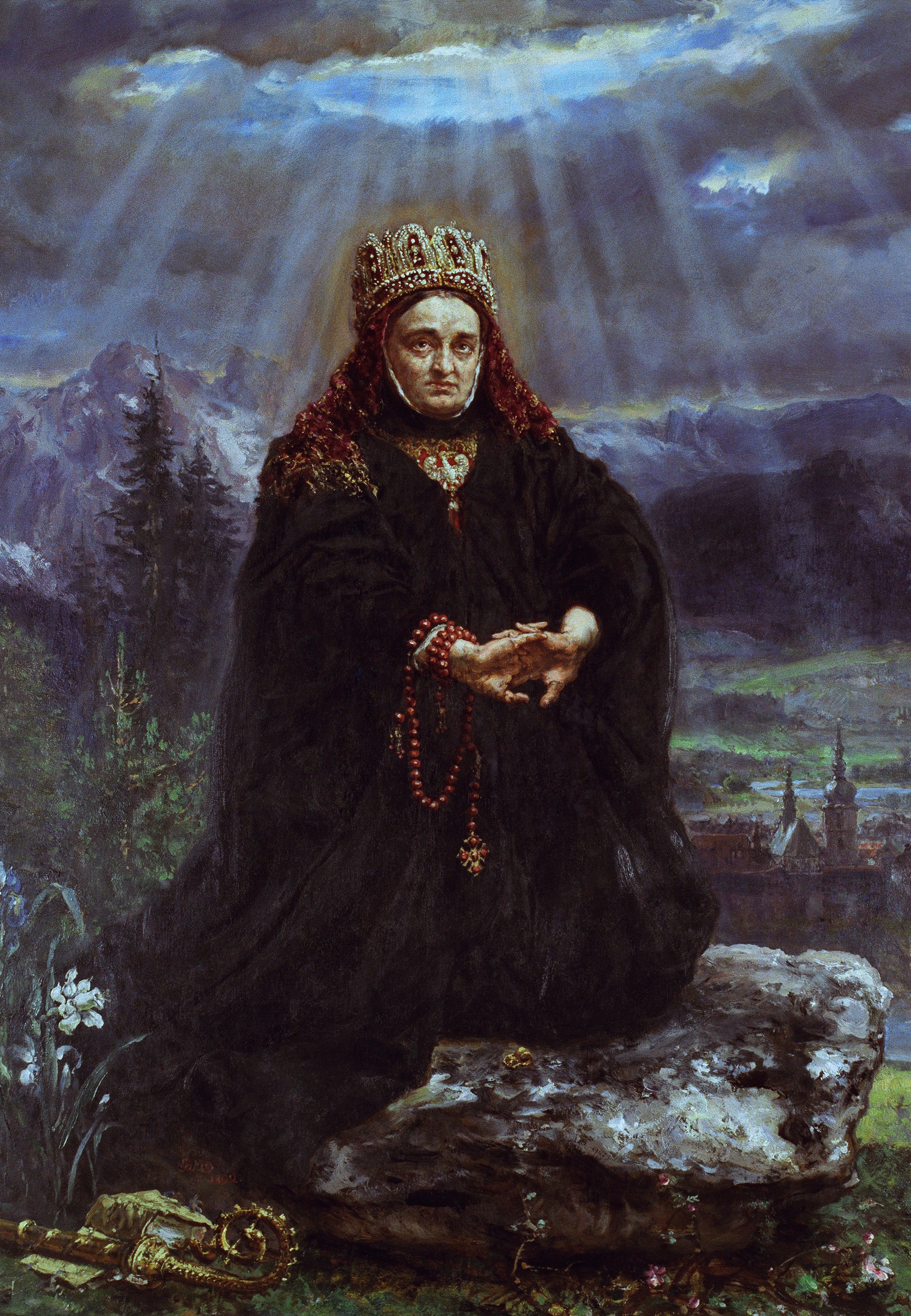 St. Kinga praying in the mountains