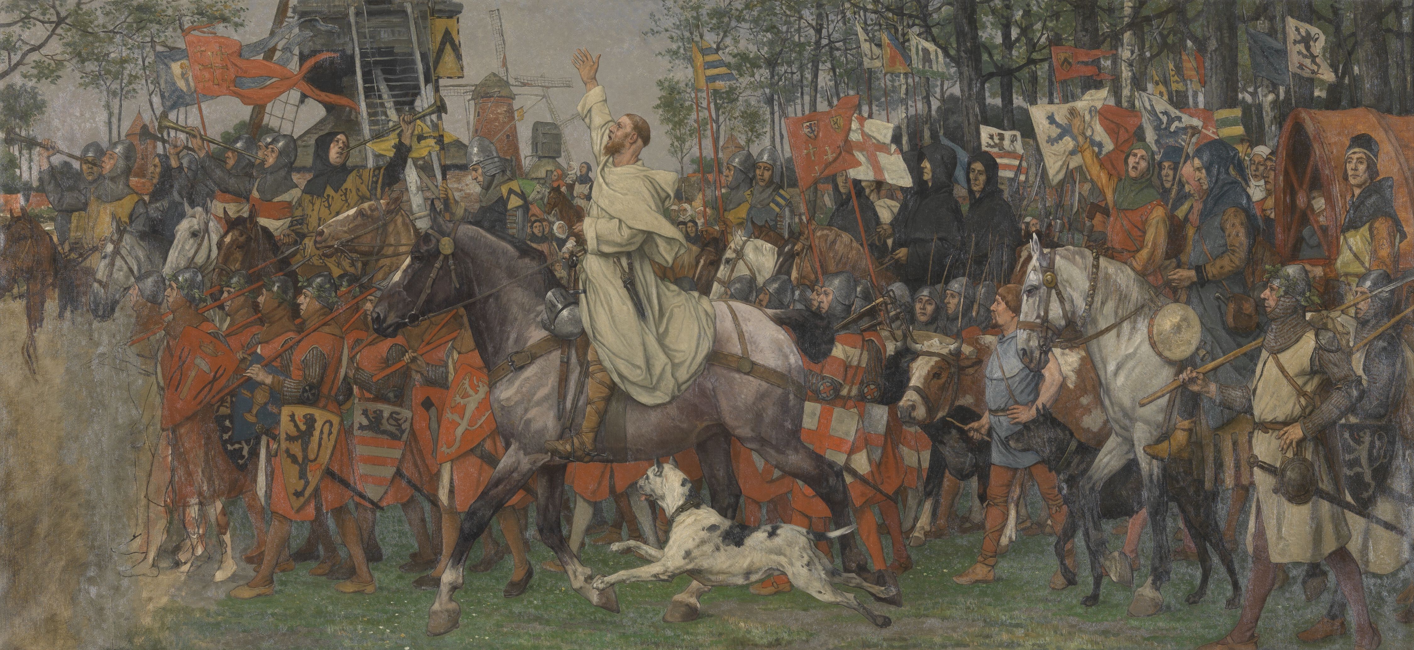 -, The people of Bruges return victorious from the Battle of the Golden Spurs.