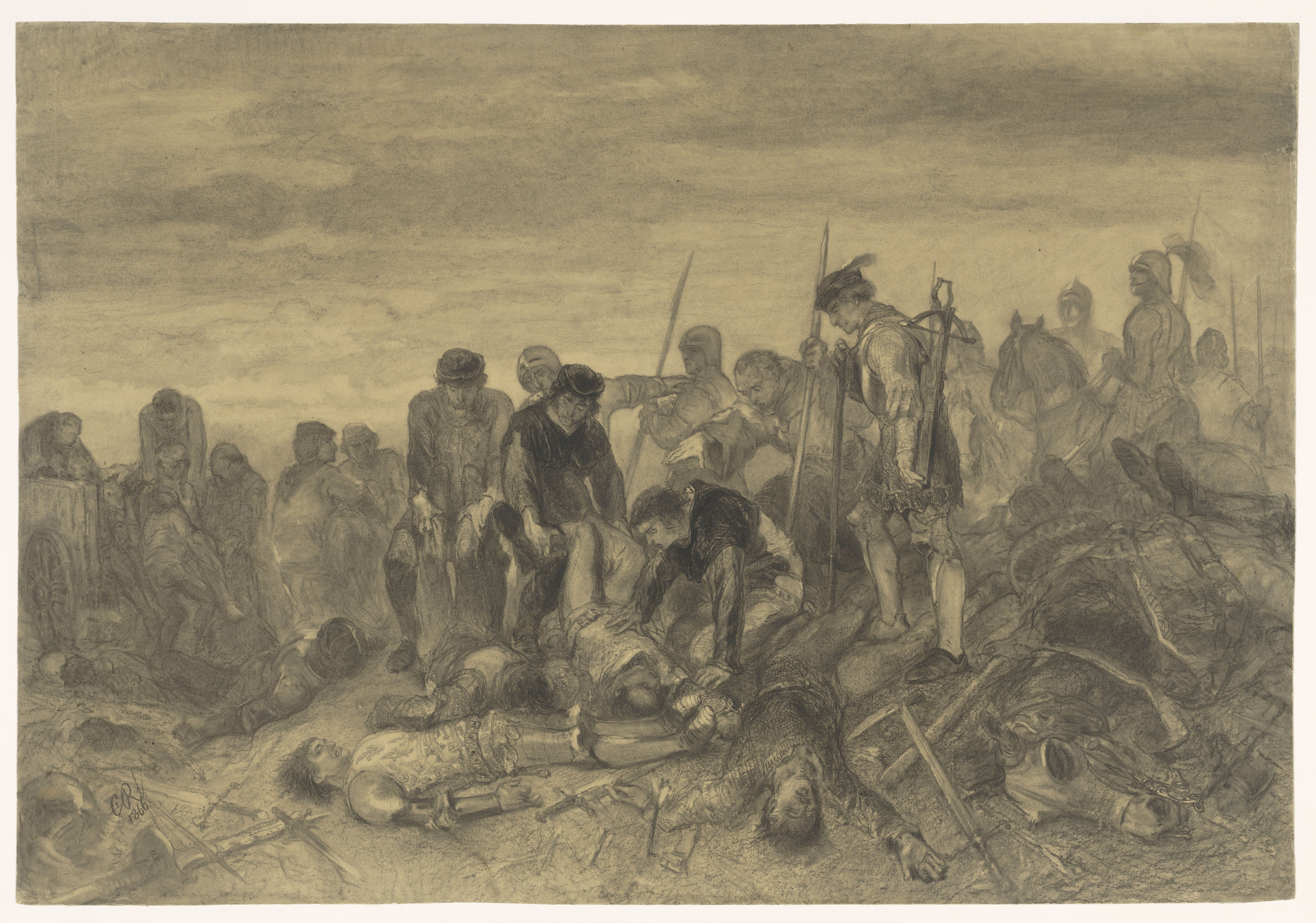 The body of Richard III, King of England, found on the battlefield of Bosworth