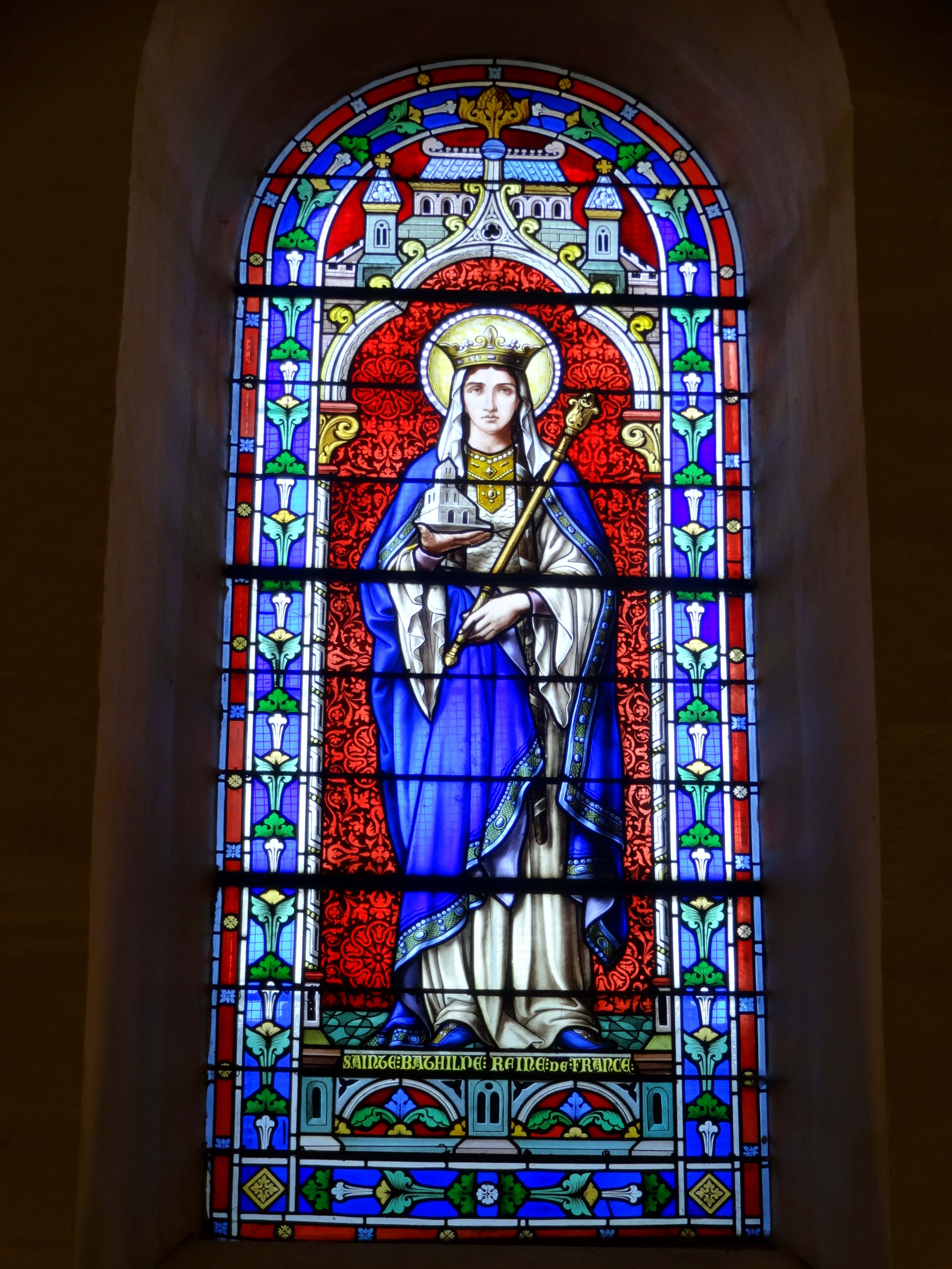 Épône (78), église Saint-Béat, nef, verrière Sainte Bathilde