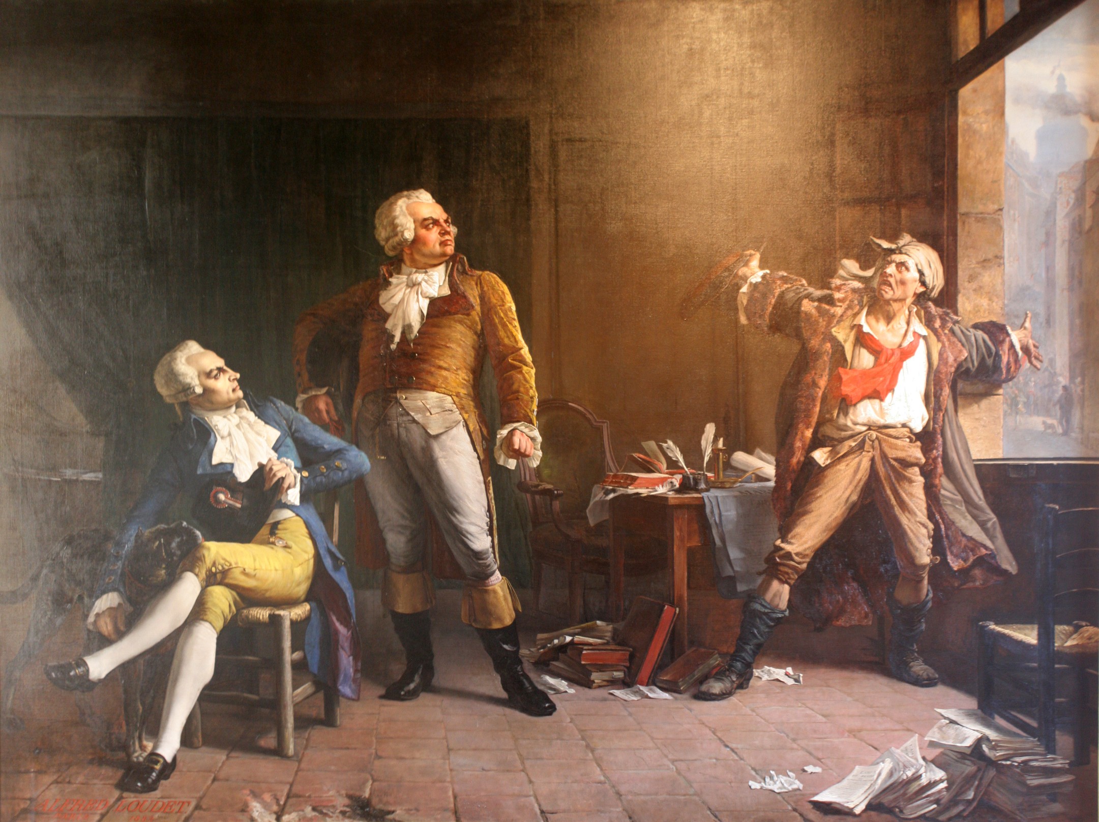Marat having a lively conversation with Danton (standing) and Robespierre (seated) by Alfred Loudet, 1882 2