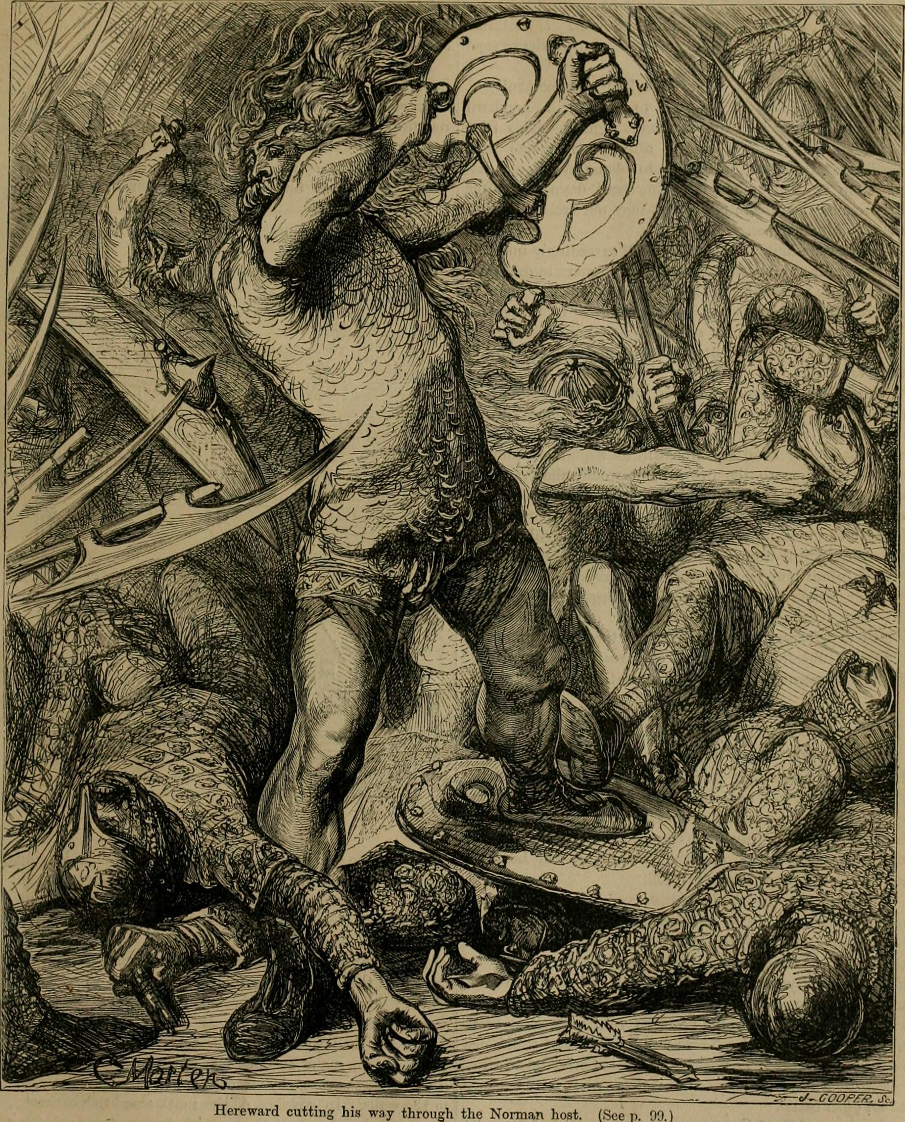 Hereward cutting his way through the Norman host