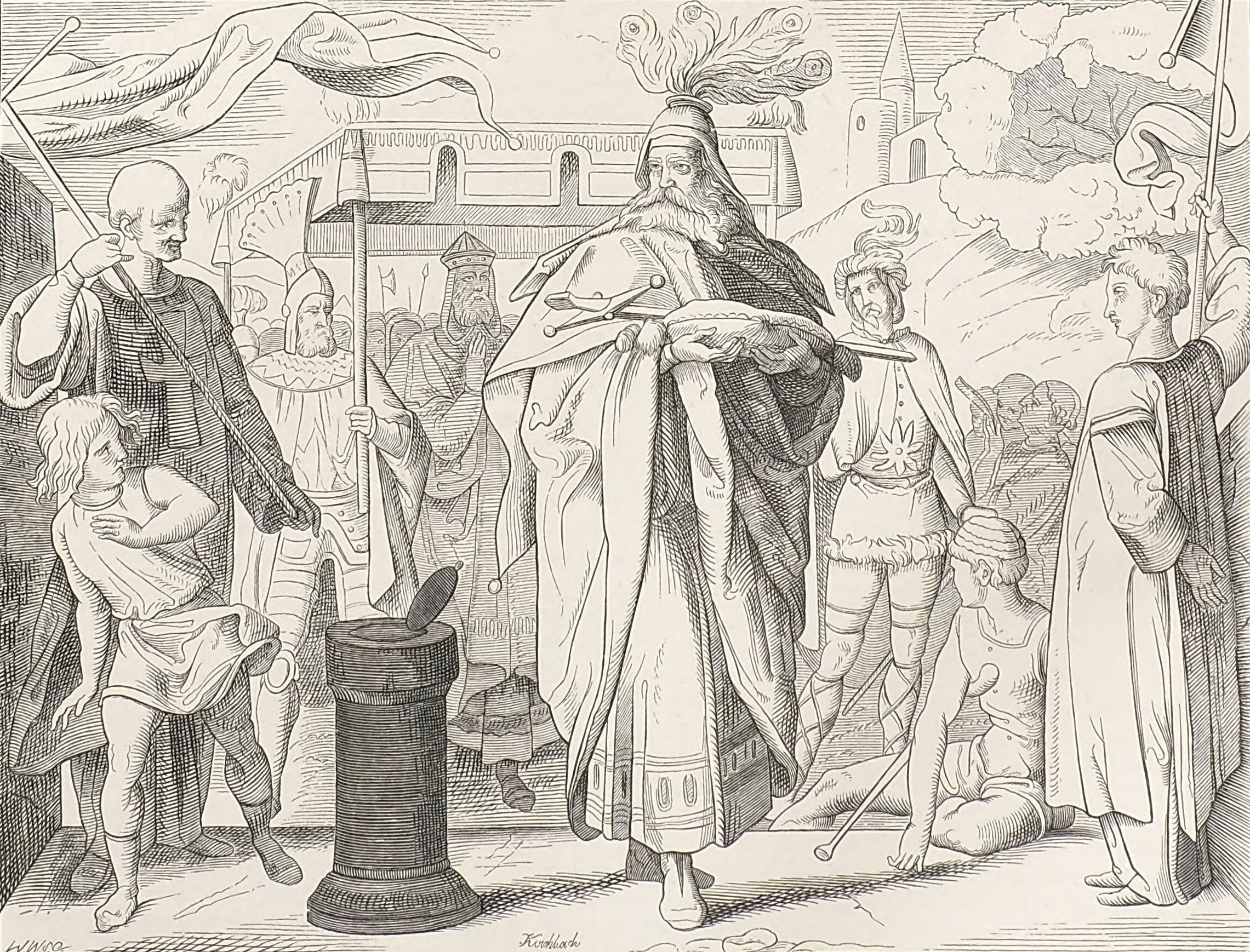 Boleslaw III of Poland presents the sword to Emperor Lothair III