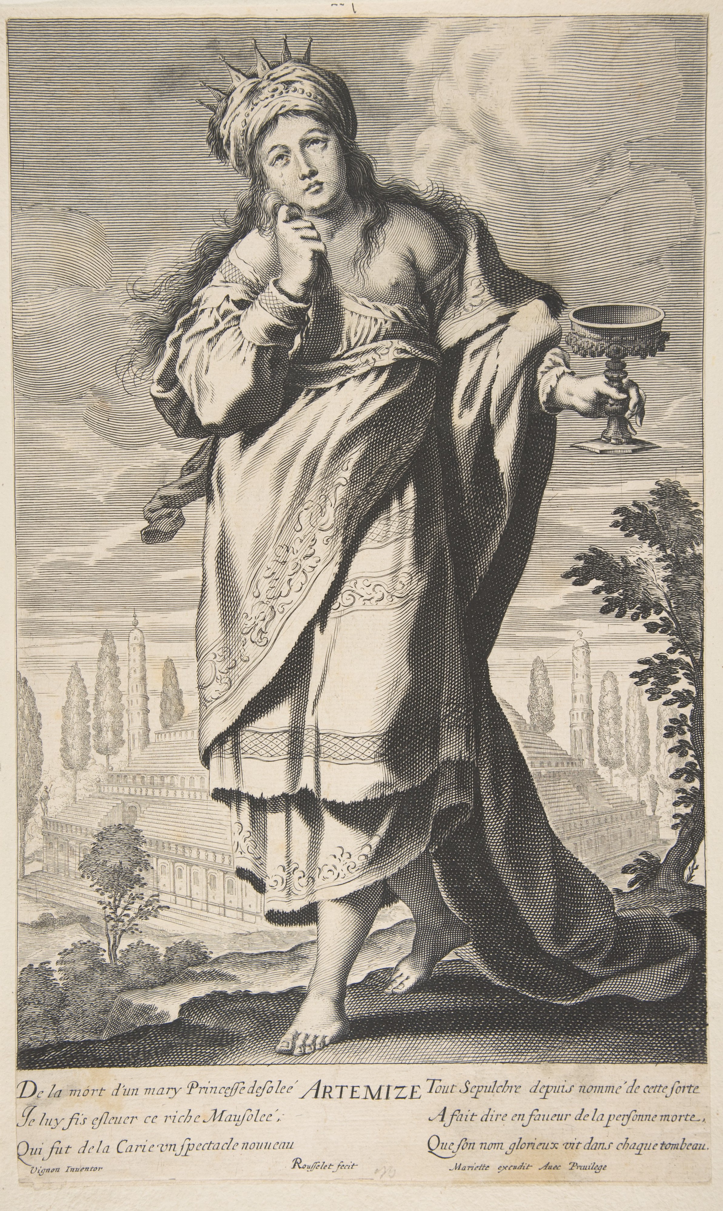 Artémise, print, Gilles Rousselet, Abraham Bosse, after Claude Vignon