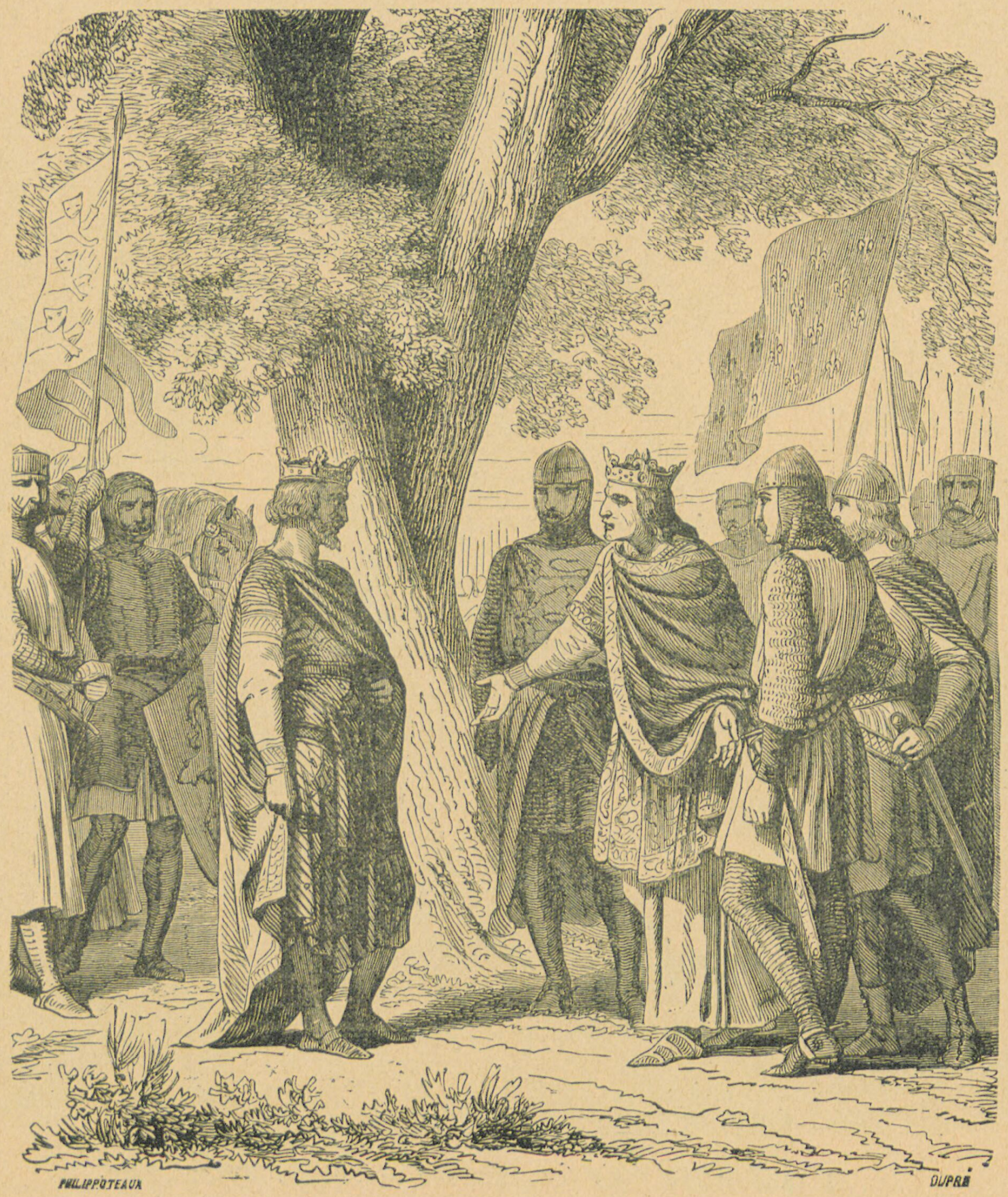 Cutting of the elm in GIsors, King Henry II of England and King Philip II of France