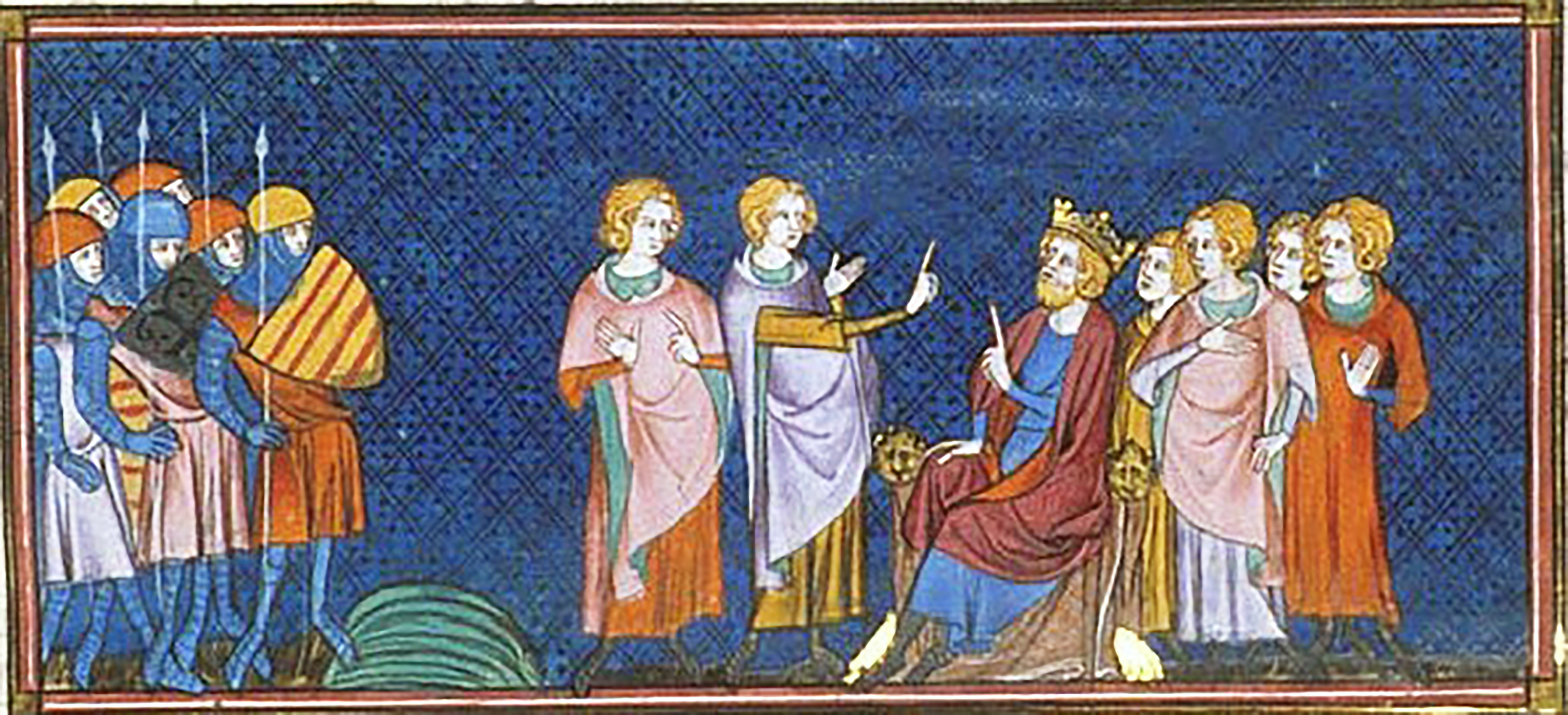 Henry I of England receiving French envoys near Gisors, Chronicles of Saint-Denis