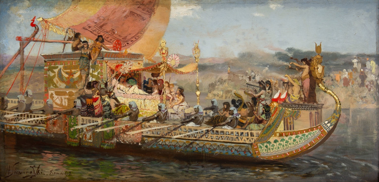 Cleopatra sailing across the Cygnus river for encounter with Marcus Antonius