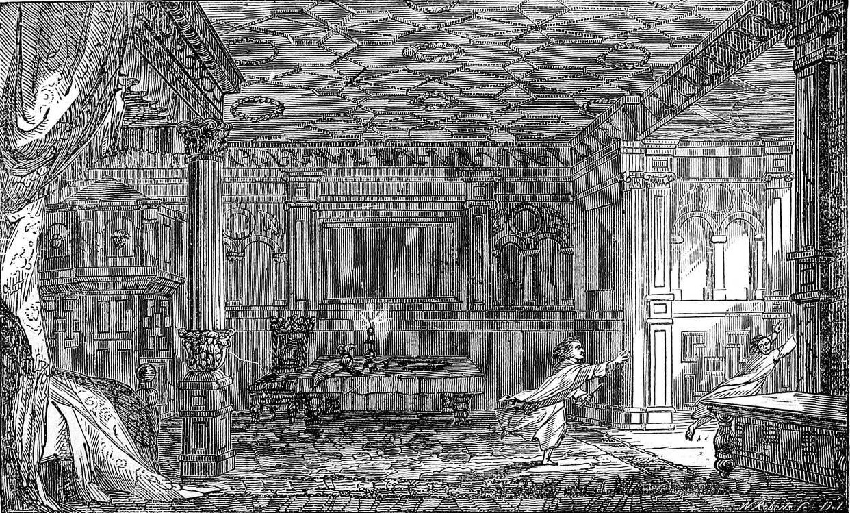 Artabanus encountering a ghost in a palace bedroom