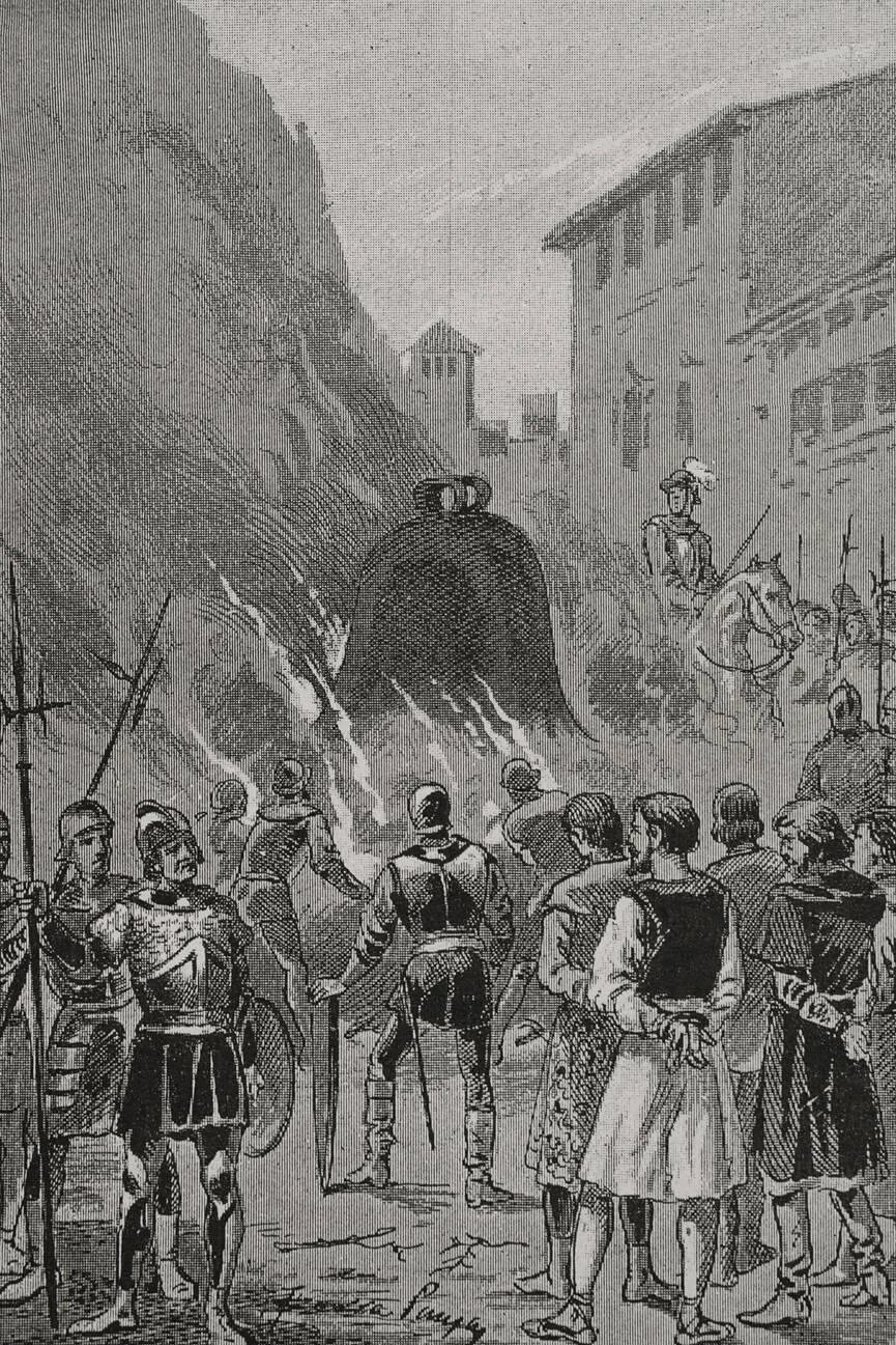 Insurgents forced to drink the molten liquid of the bells as a punishment
