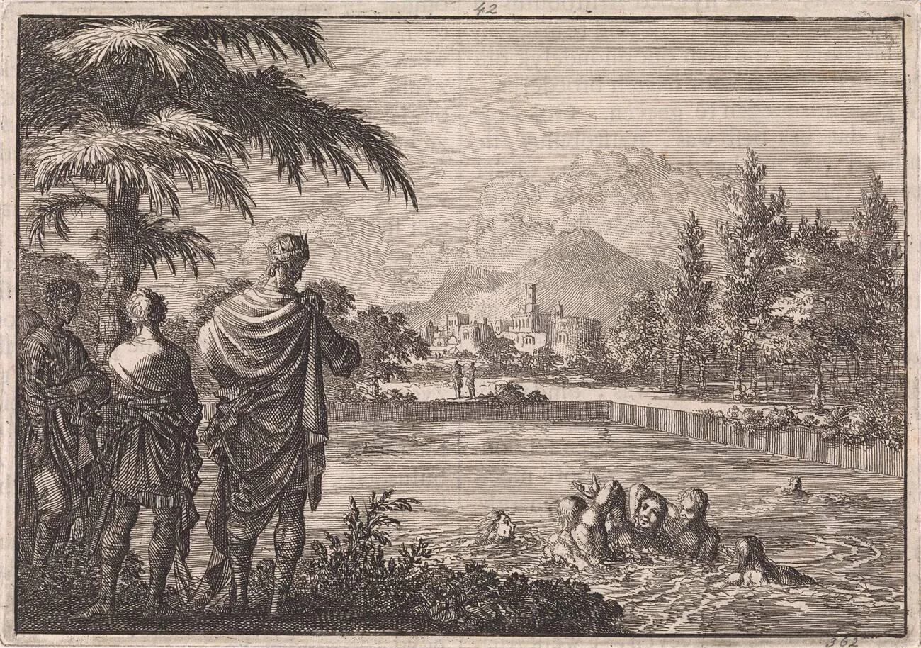 Aristobulus III drowned by Herod's men, etching by