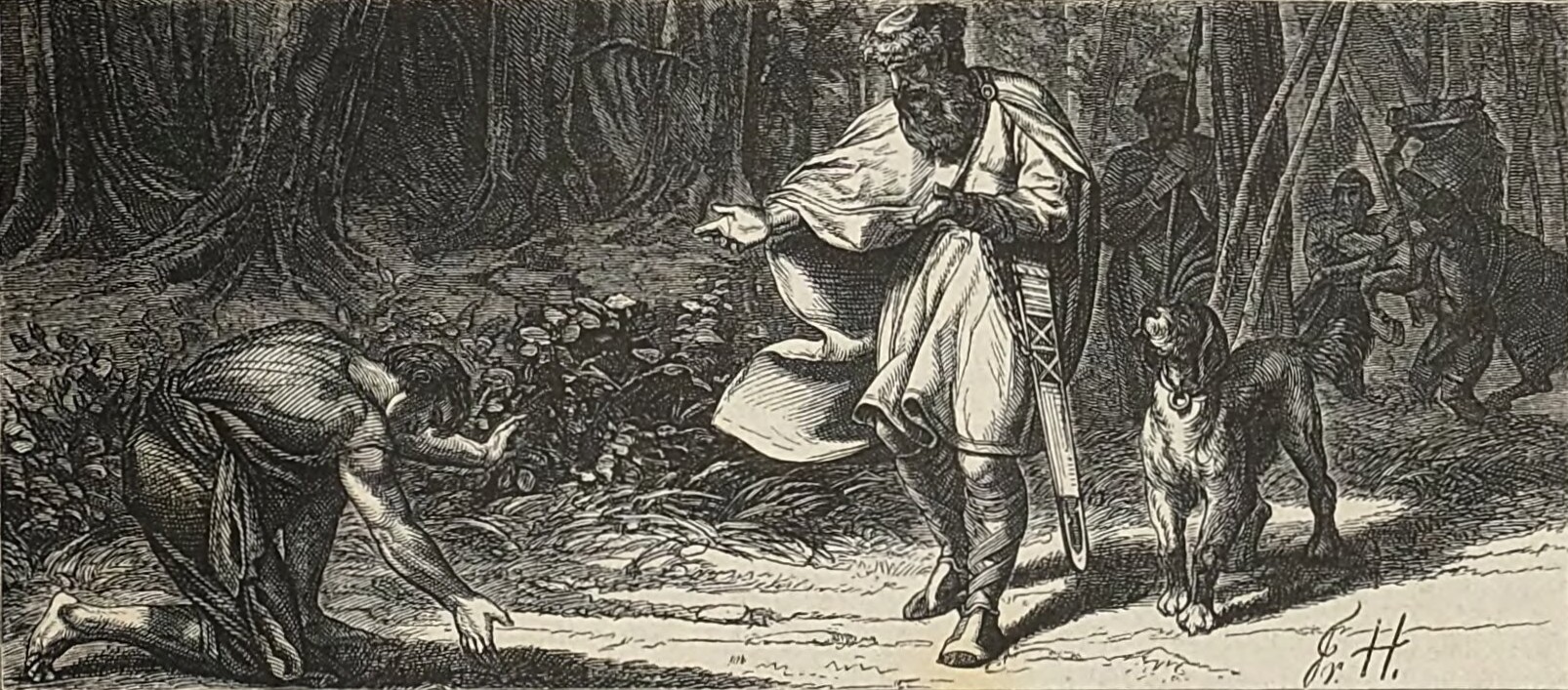 Luidolf bowing before Otto I in the woods