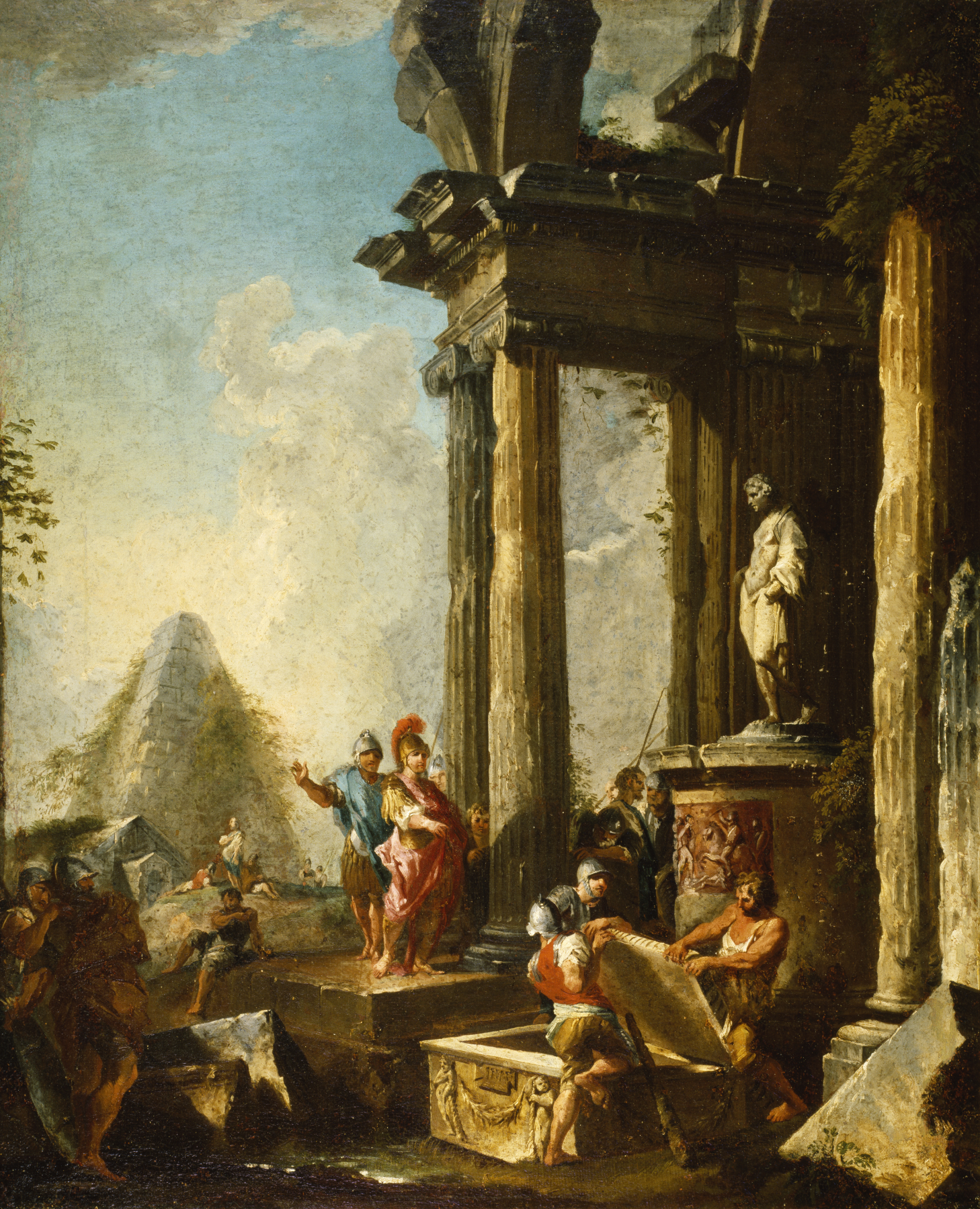 Alexander the Great at the Tomb of Achilles by  Giovanni Paolo Panini