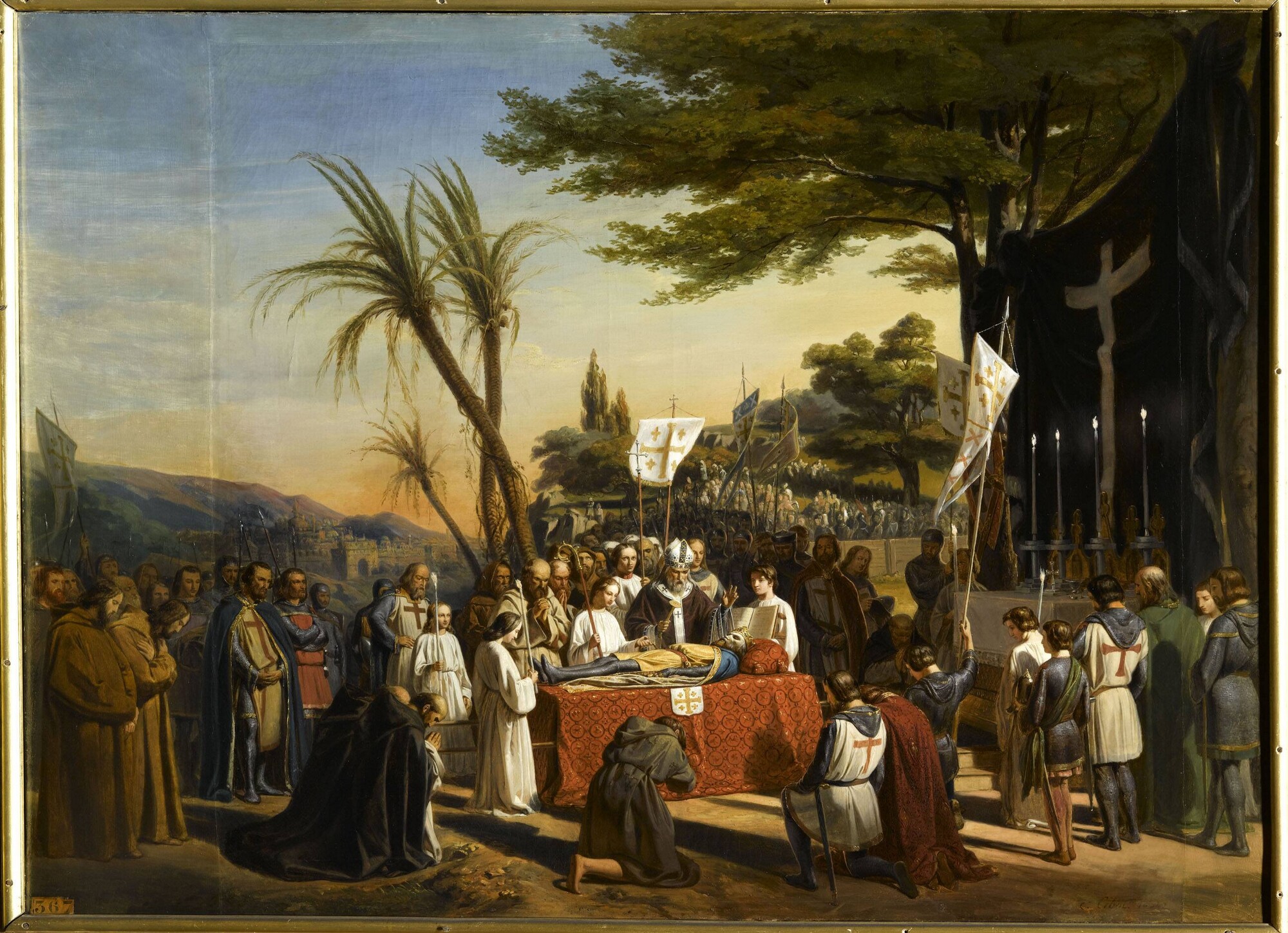 July 23, Funeral of Godfrey of Bouillon in Jerusalem, depicting Dagobert of Pisa