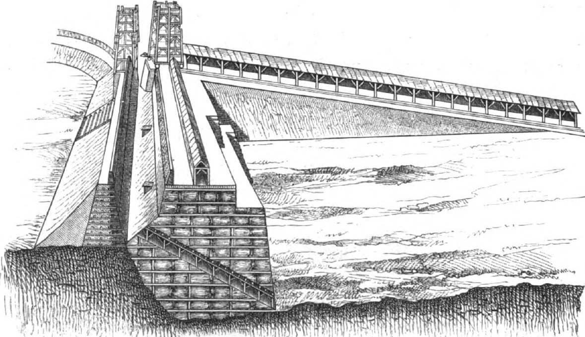 Drawing of the siege works at the battle of Avaricum