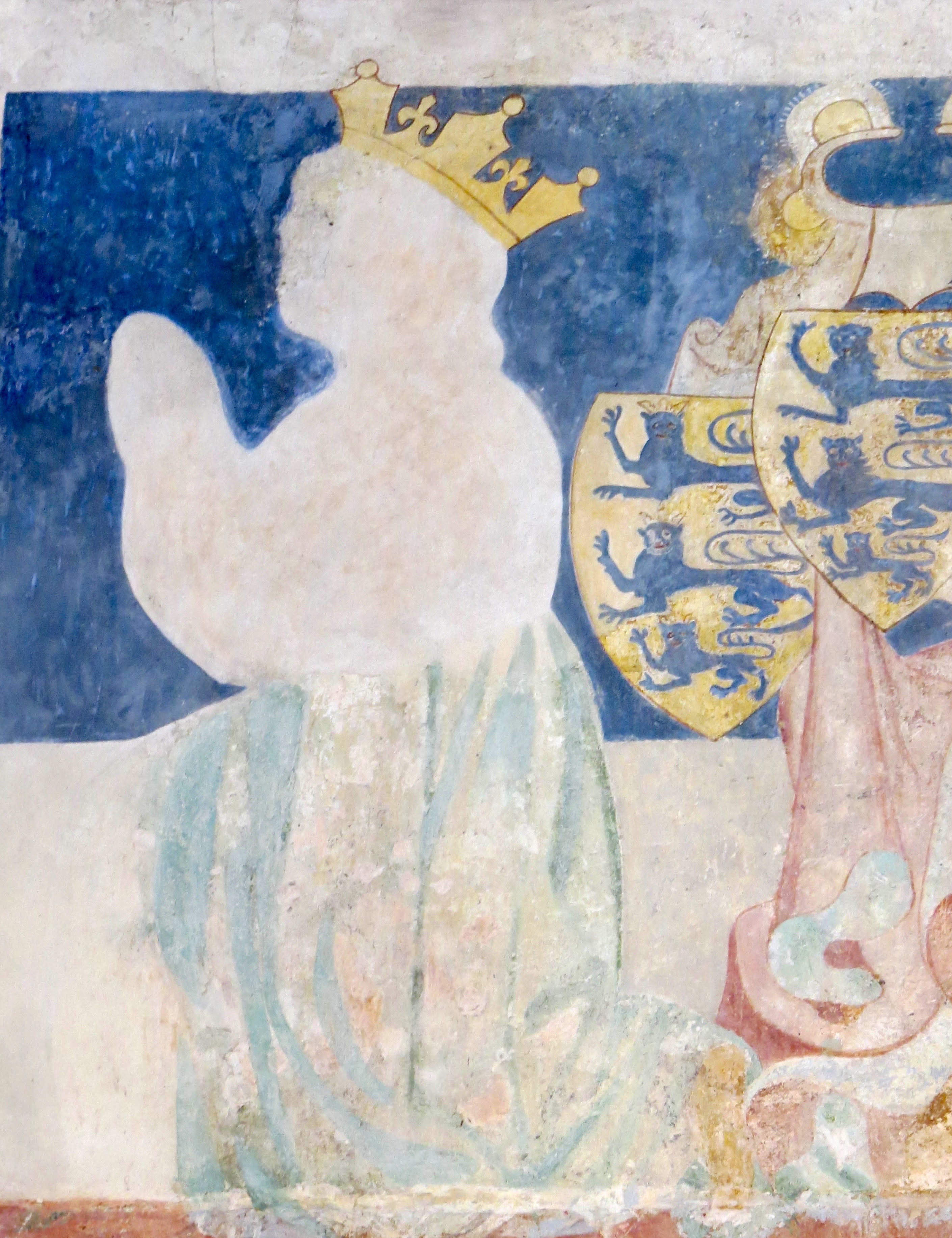 Mural of a king (Valdemar the Great maybe), from the King's Frieze in St. Bendt's Church, Ringsted, Zealand