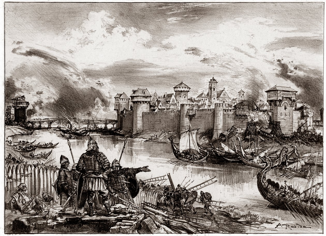 Vikings, Norman pirates commanded by Sigfred, lay siege to Paris