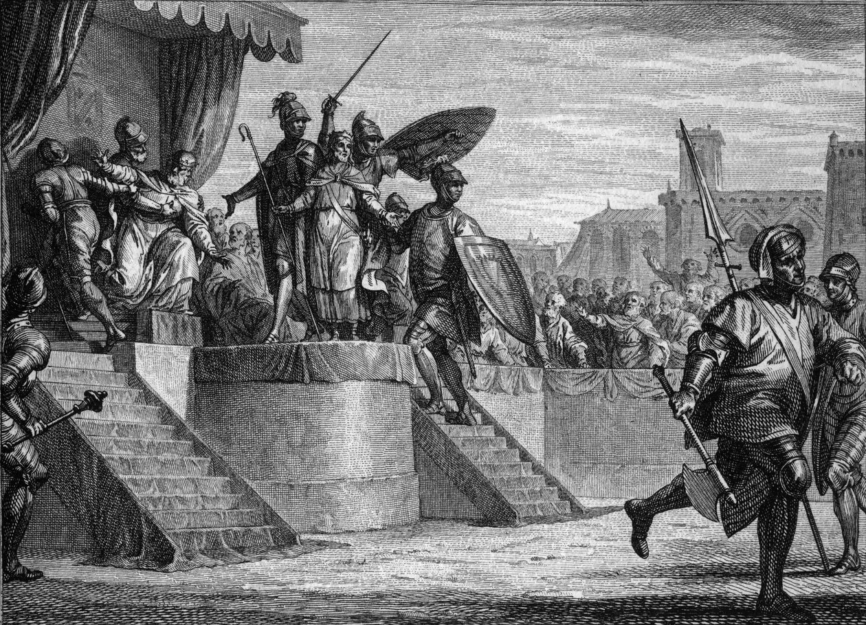 End of the Merovingian dynasty, deposition of King Childeric III by Pepin the Brief