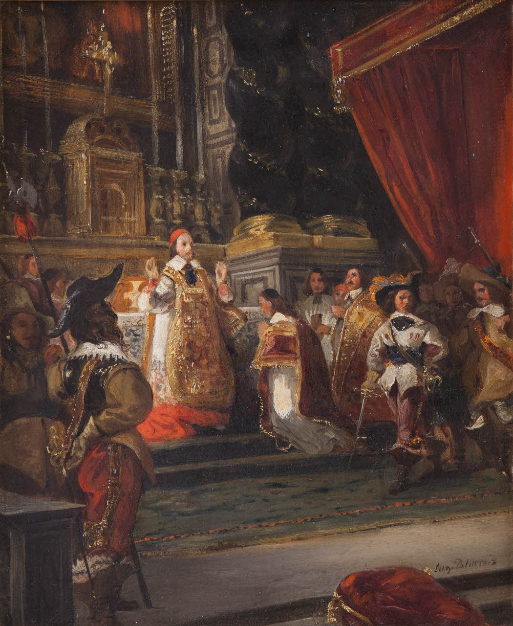 Cardinal Richelieu saying Mass in the chapel of the Palais-Royal