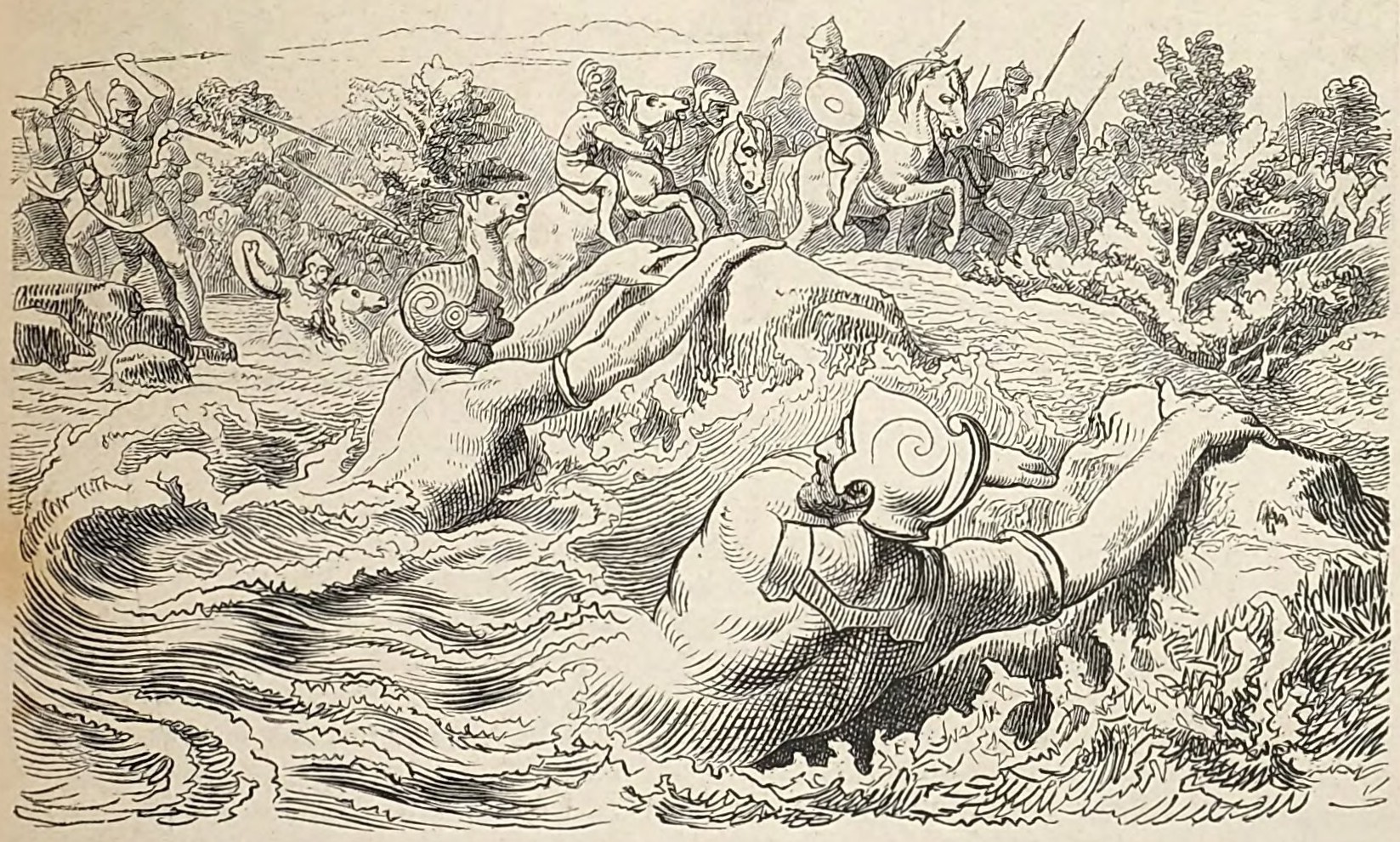 Civilis have to swimm Waal river to save himself before german attack