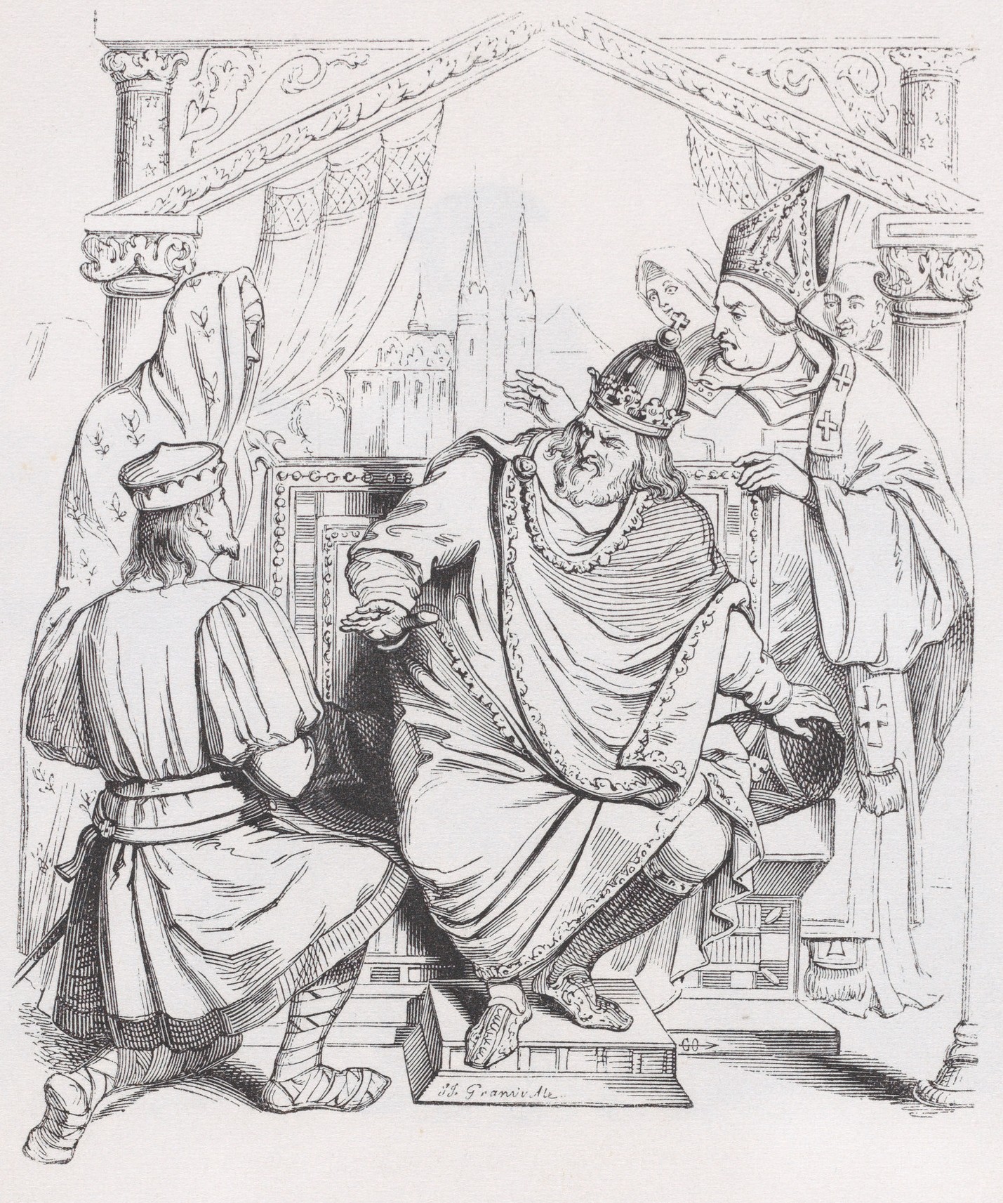 The Death of Charlemagne, from The Complete Works of Béranger, J. J. Grandville