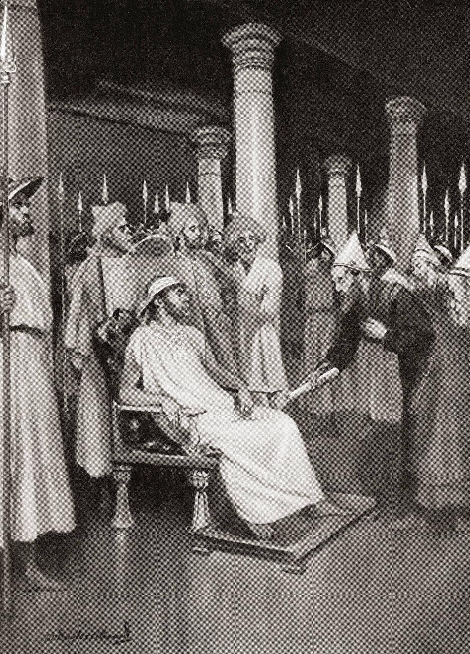 Gondophares receives a letter from St. Thomas announcing his intention to visit India