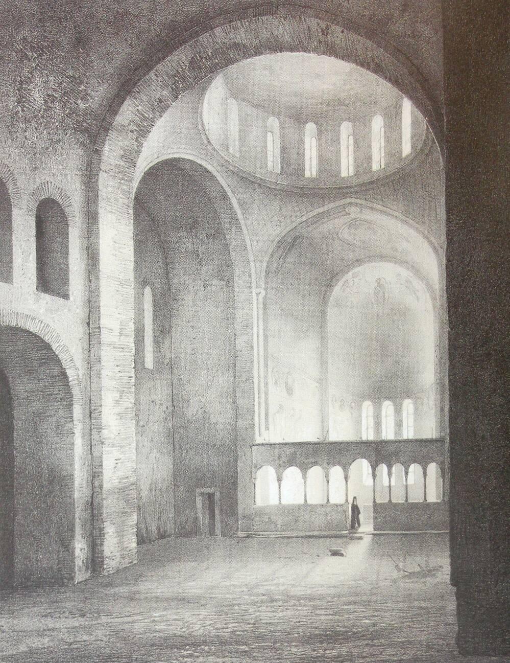 Basilica of Pitsunda in Abkhazia. Engraving of