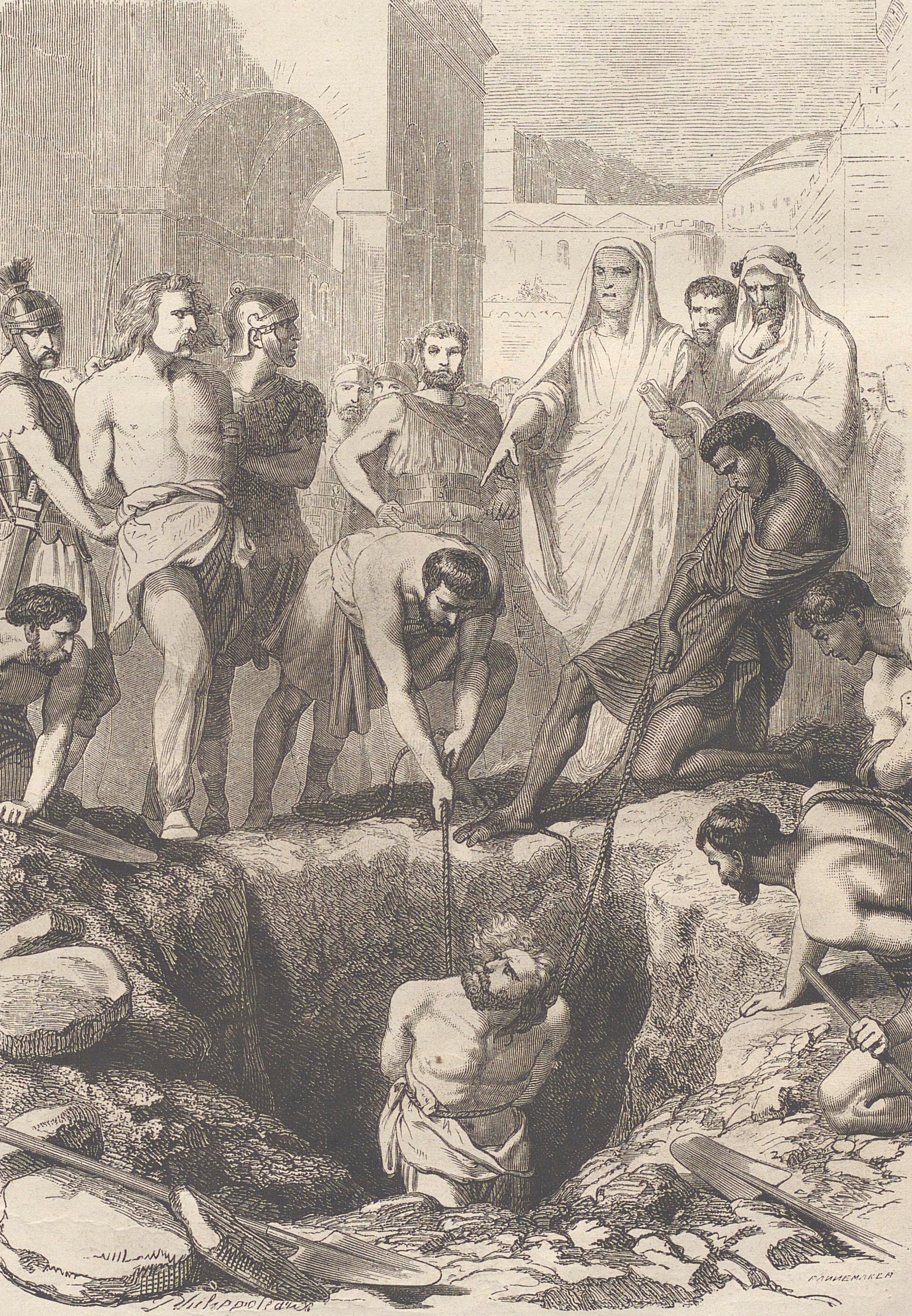 Sibylline Books Demanding Two Gauls for Sacrifice, Gauls Being Buried Alive