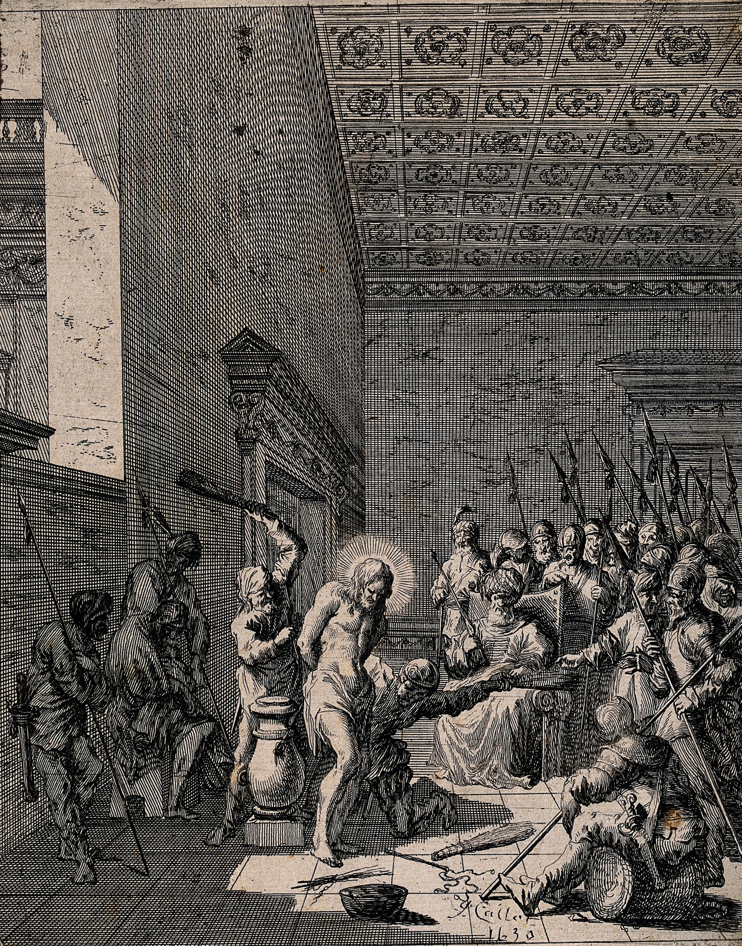 Christ beaten and mocked before Caiaphas