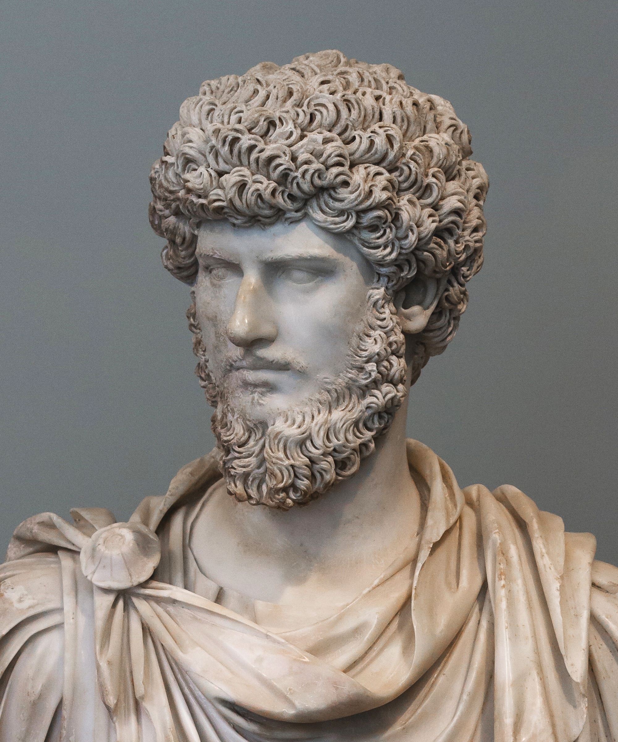 Marble portrait of the co-emperor Lucius Verus, Roman Antonine period