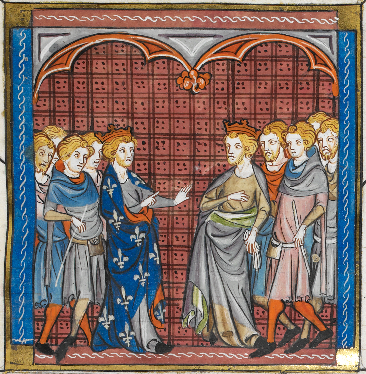 Philip II of France and Tancred of Sicily meeting in Messina