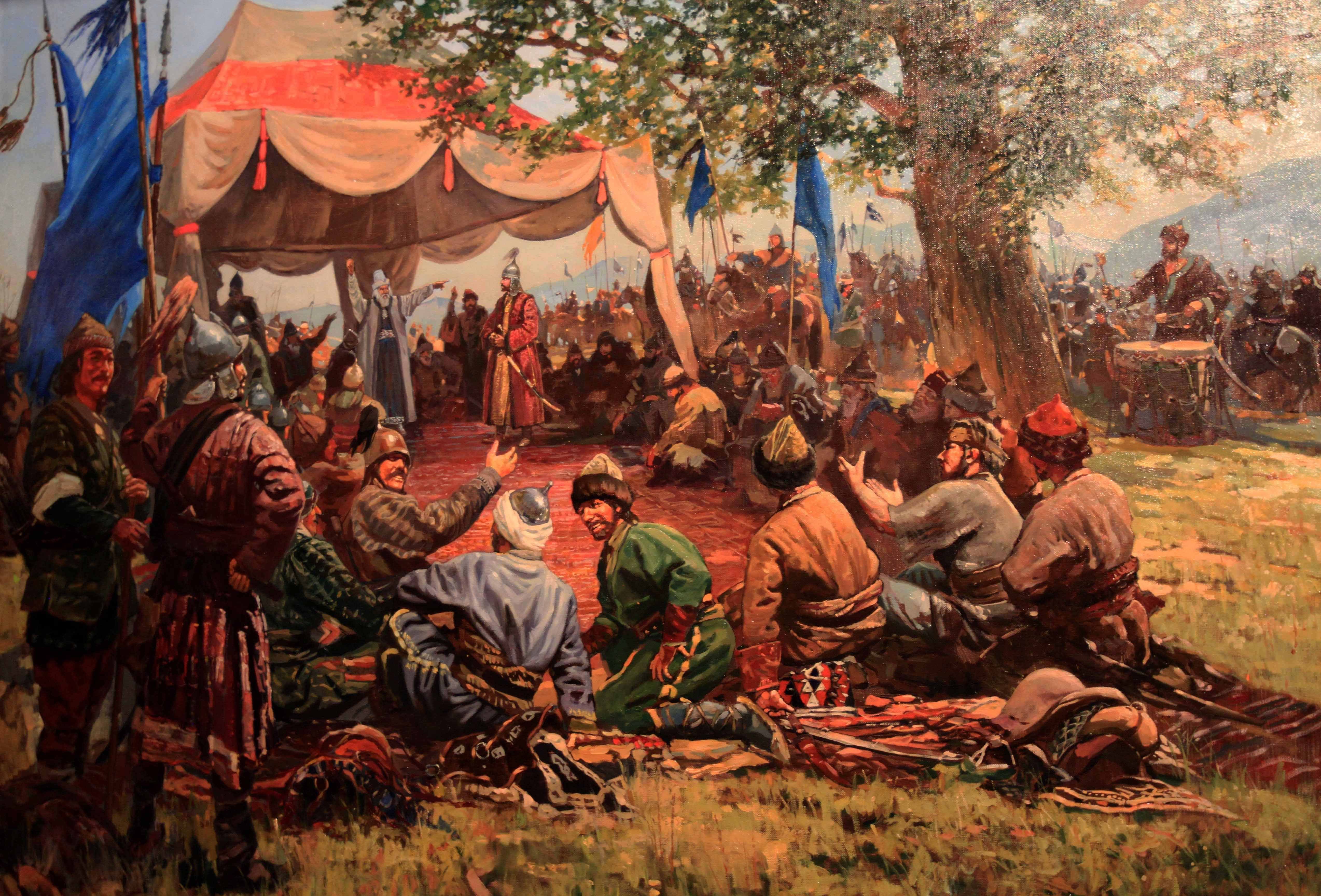 Meeting held by Oghuz Turkmen tribes in Kırşehir after the collapse of the Anatolian Seljuk State. Ahi Evran's speech