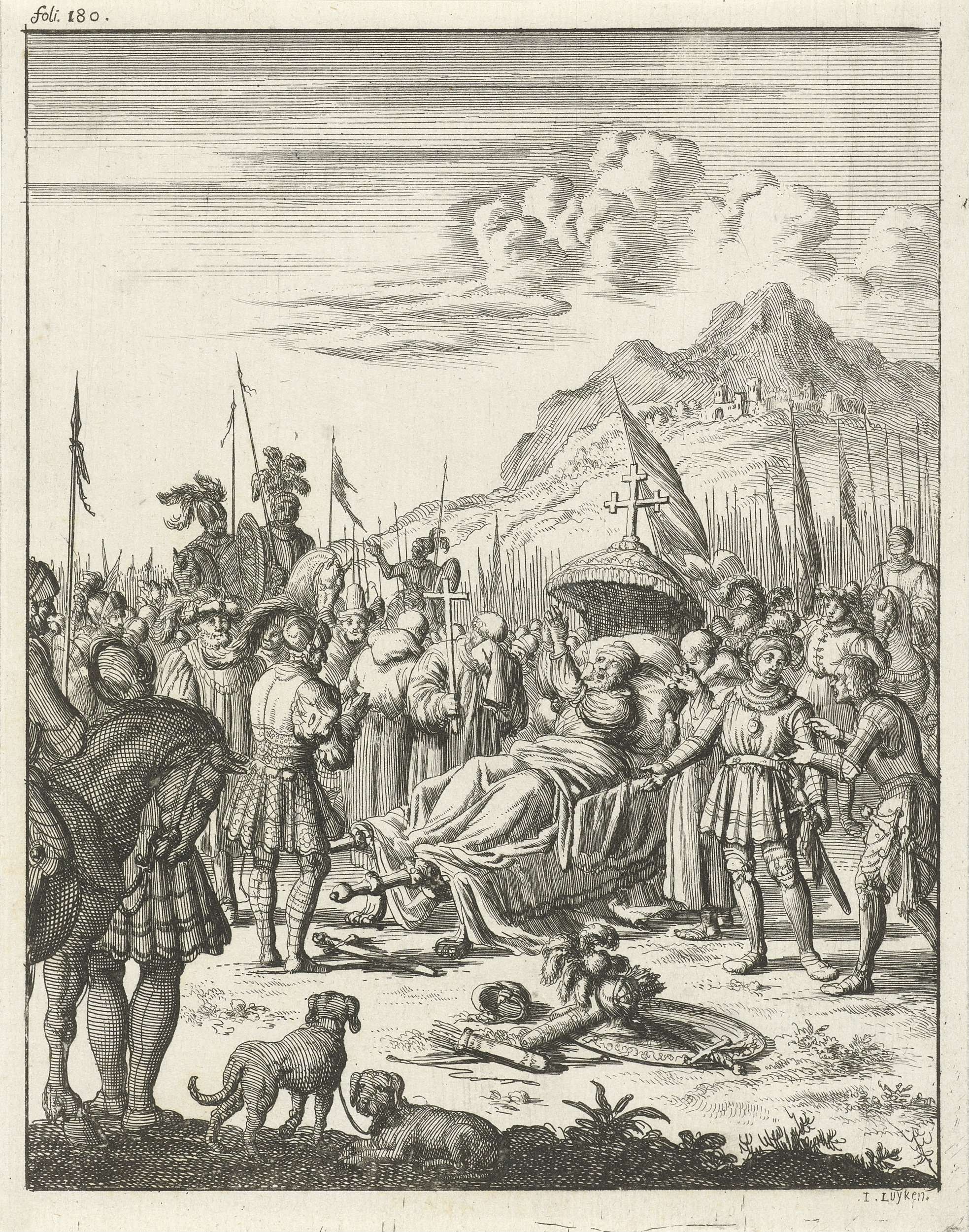 Fulk V, Count of Anjou and King of Jerusalem, dies lying on a stretcher