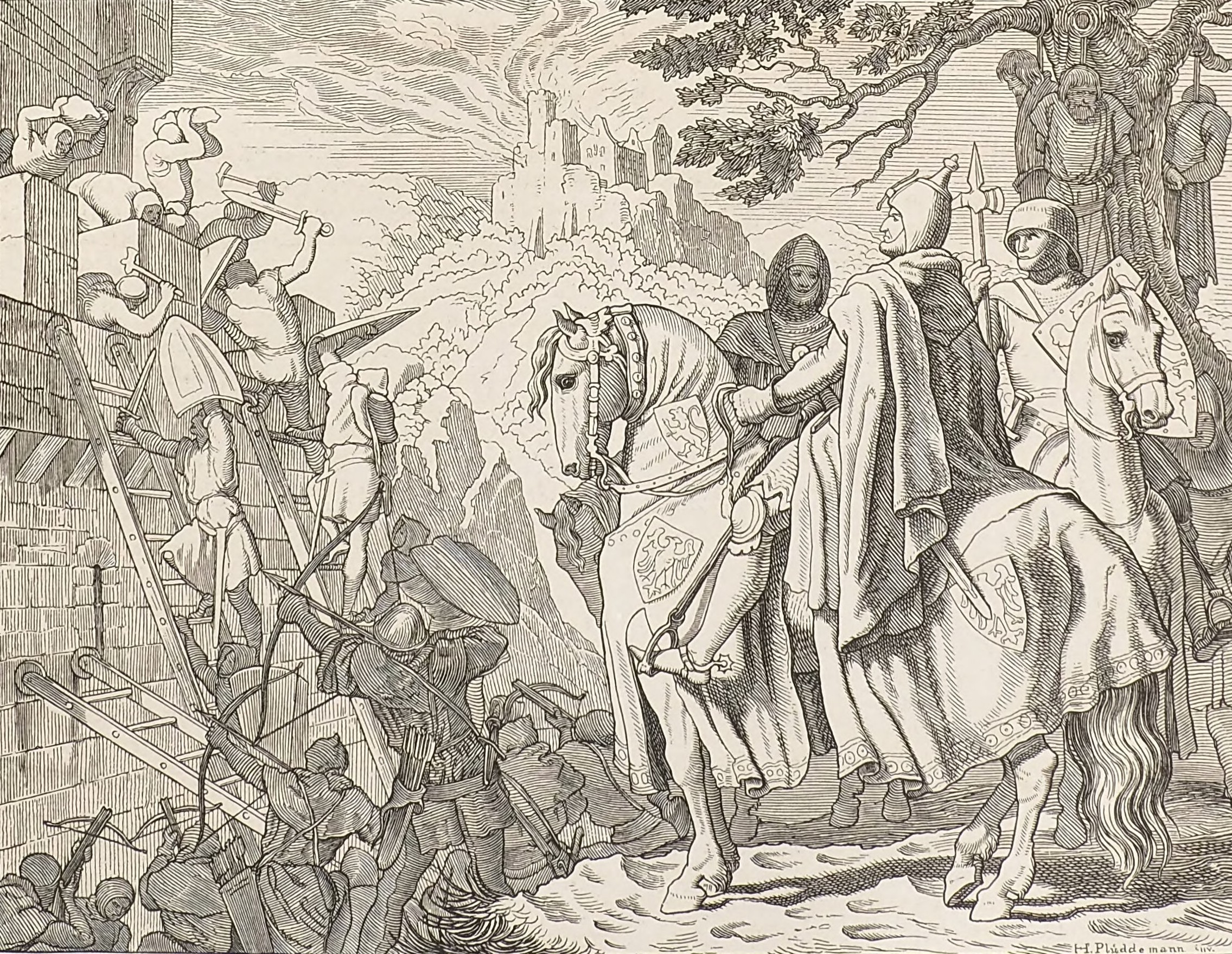 Rudolf I of Habsbourg fighting against Ottokar II of Bohemia