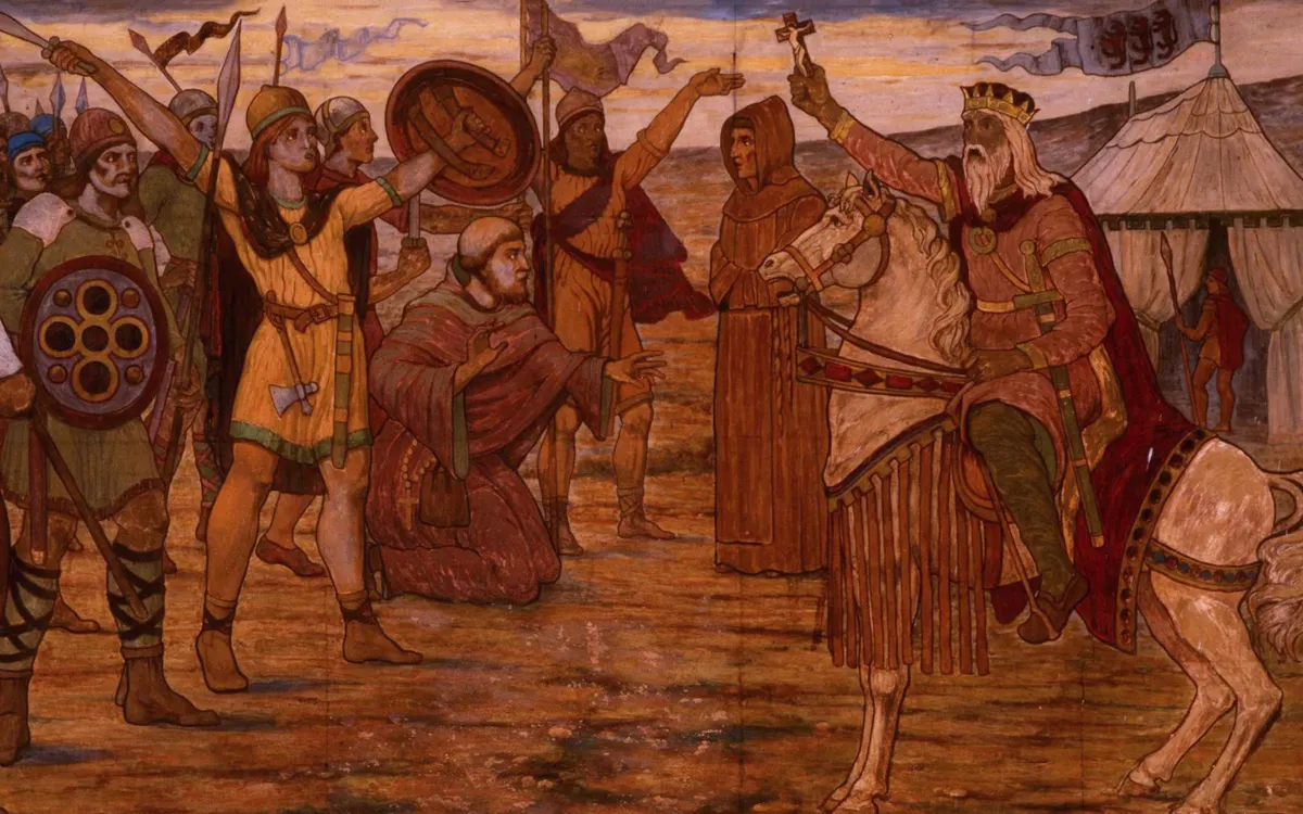 Brian mac Cennétig, or Brian Boru, addressing his troops before the Battle of Clontarf