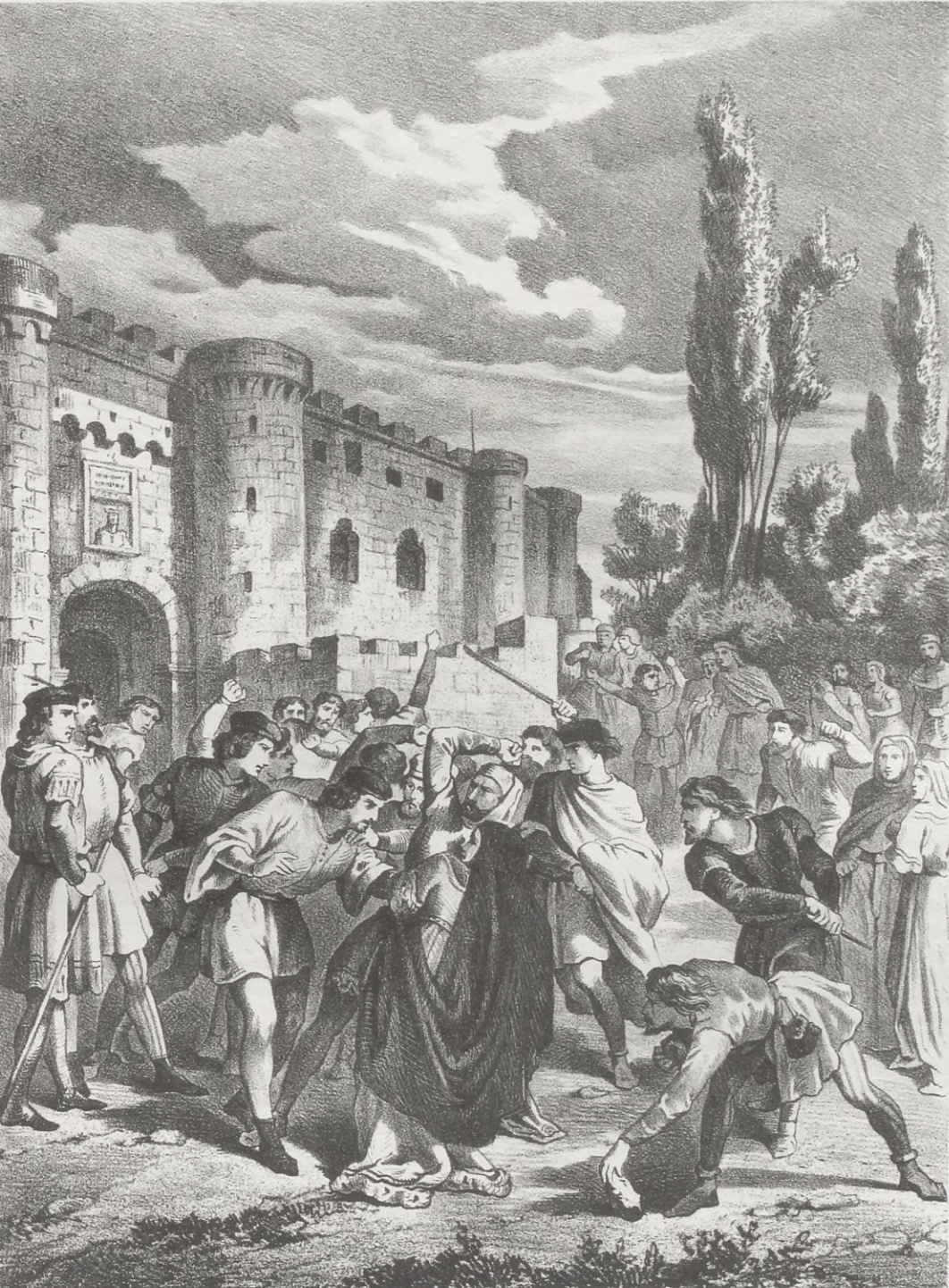 Attack on Urraca I during the rebellion in Santiago de Compostela