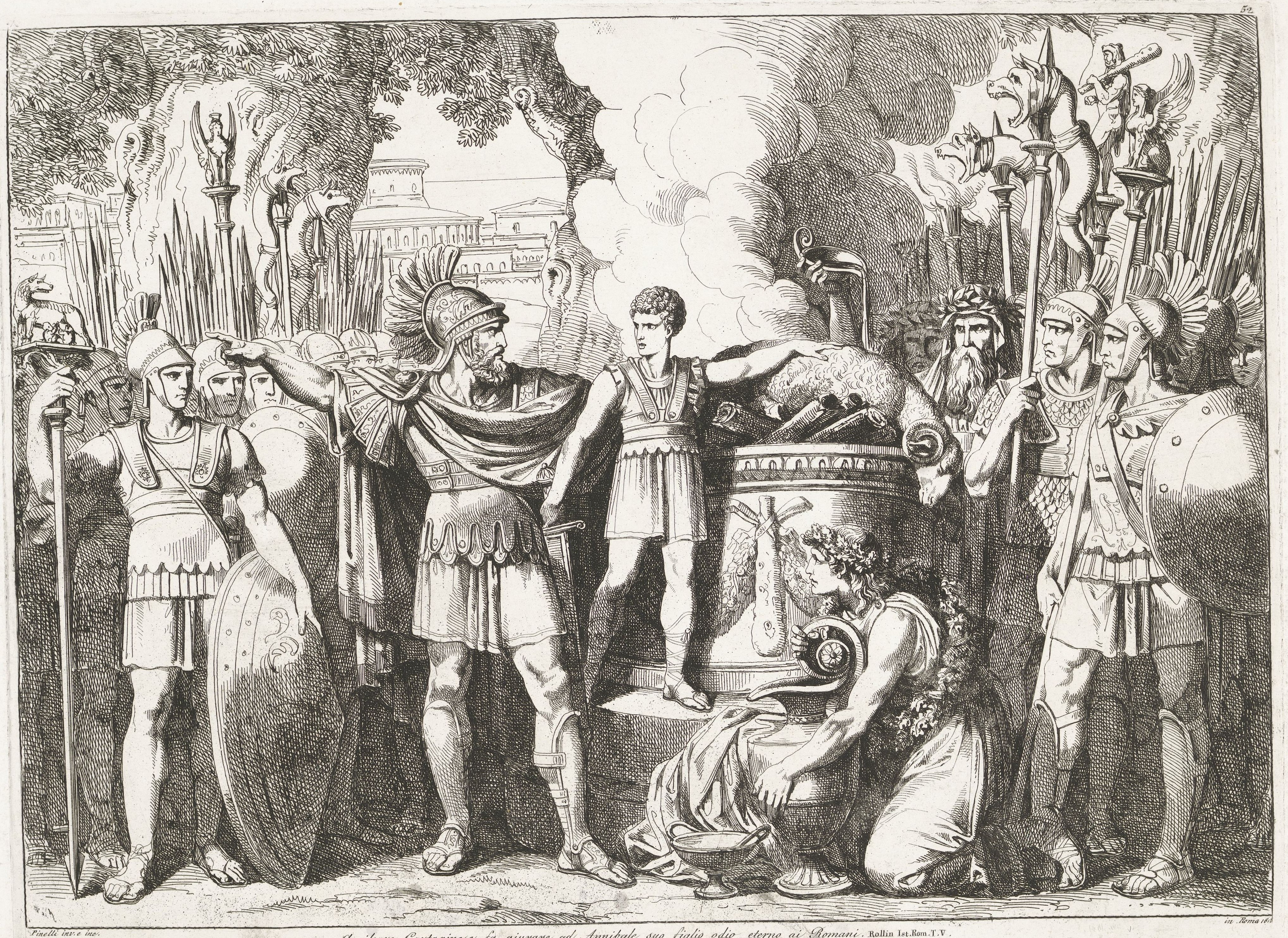 Hannibal swears eternal hatred to the Romans, Amilcare of Carthage