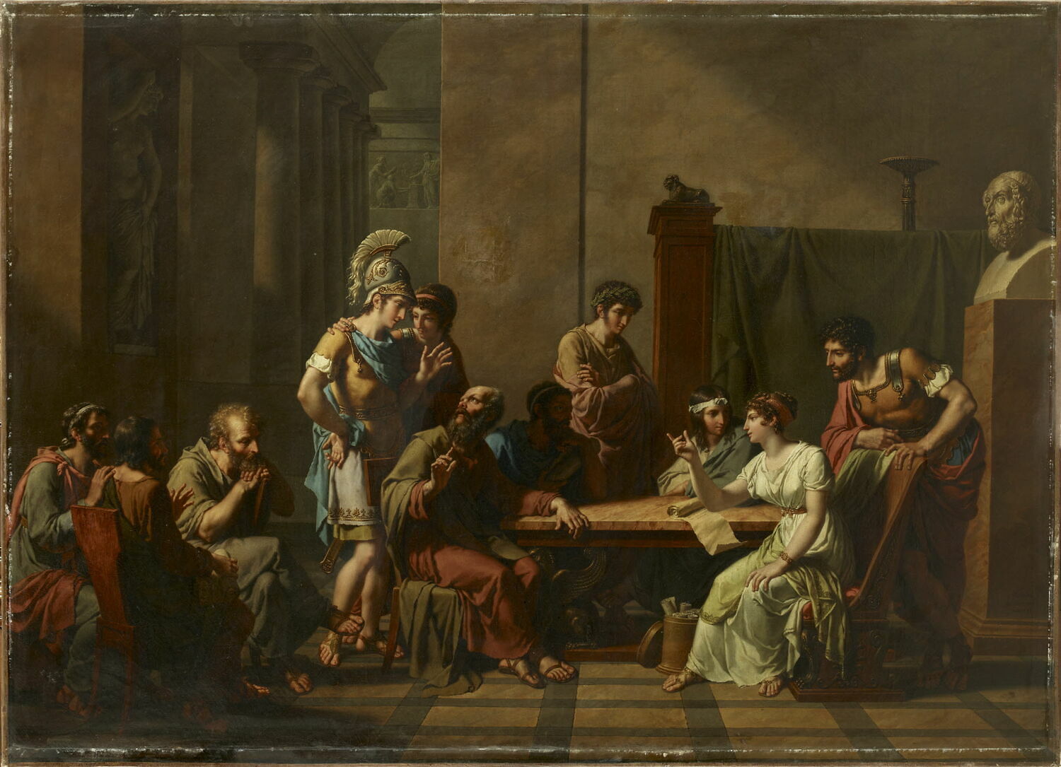 Aspasia conversing with famous men