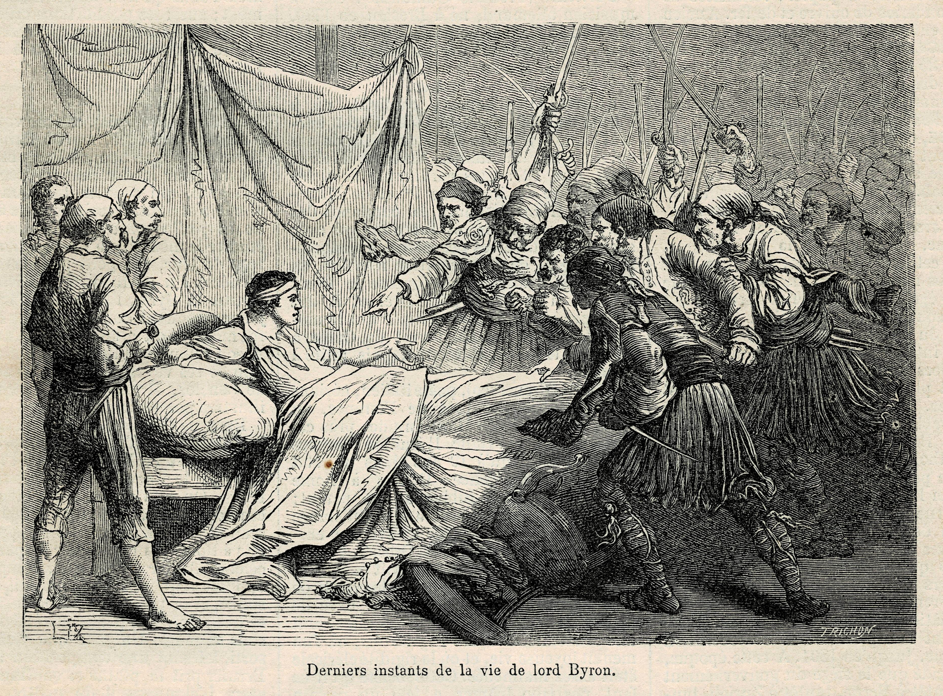 Last moments of Lord Byron's life