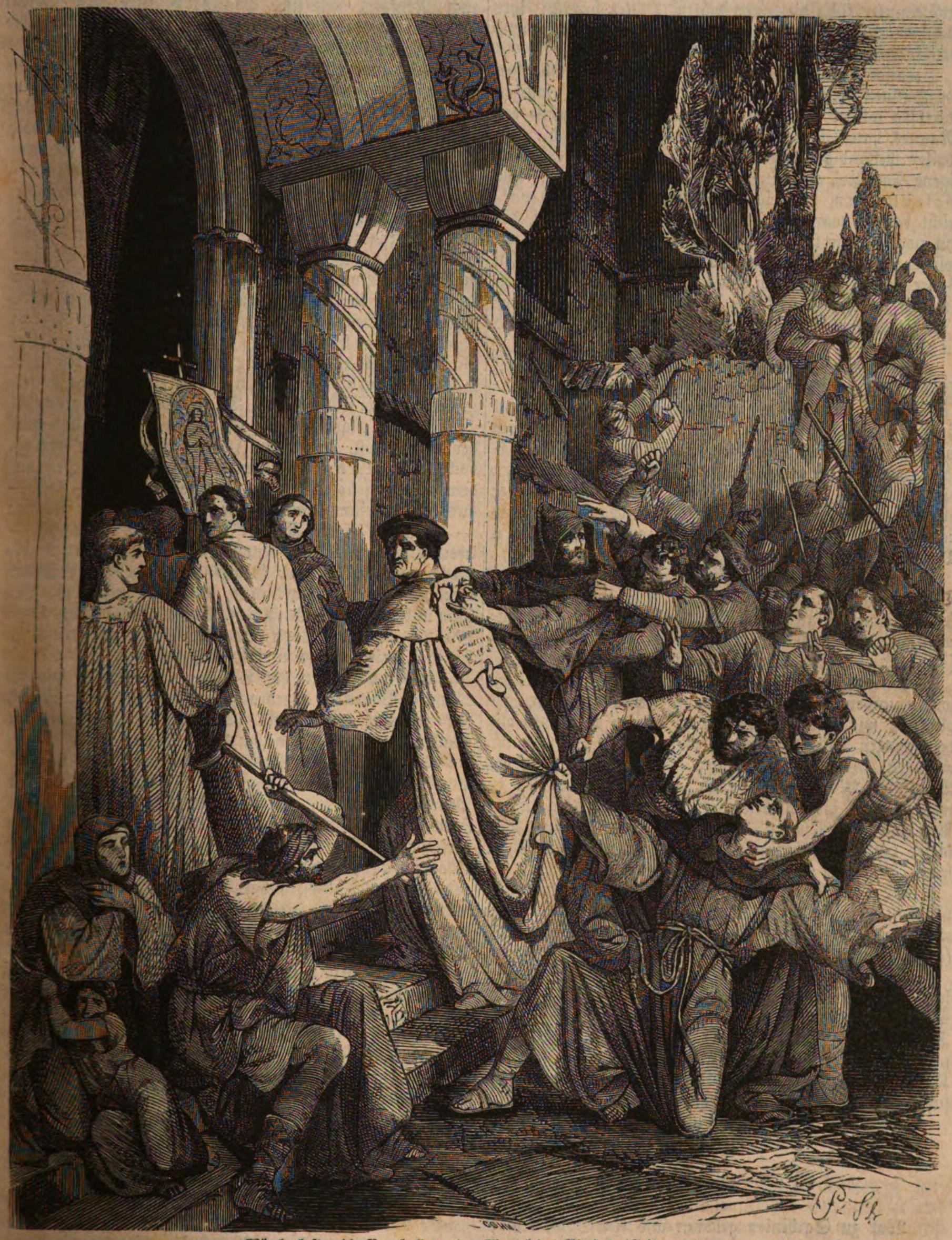 Monks putting the bill on the coat of Acacius