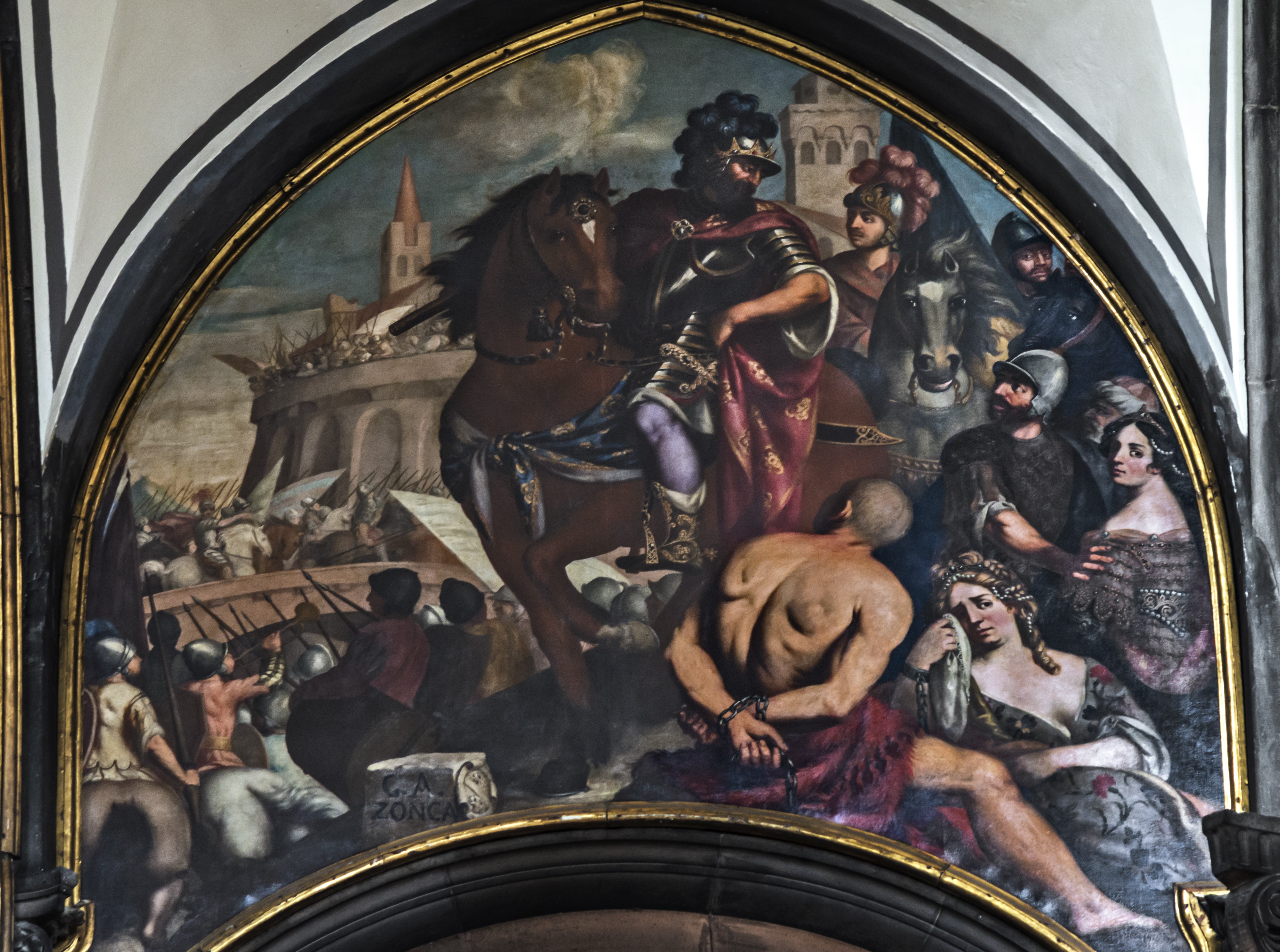 Attila conquers Aquileia and Gilio his wife and daughter saved