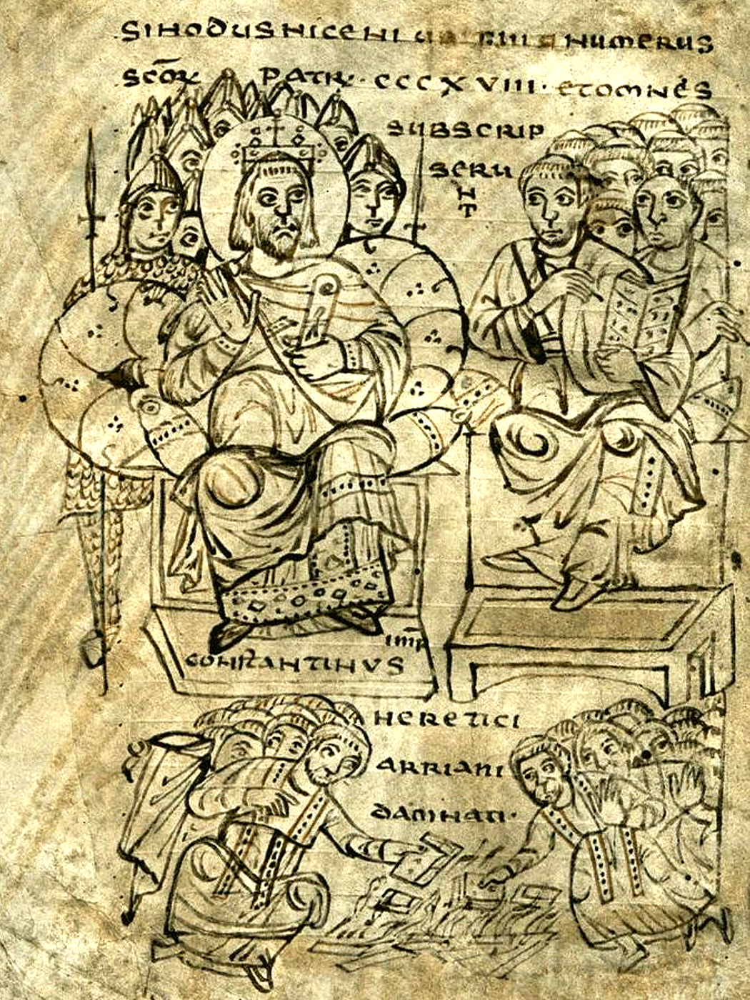 Emperor Constantine and the Council of Nicaea. The burning of Arian books