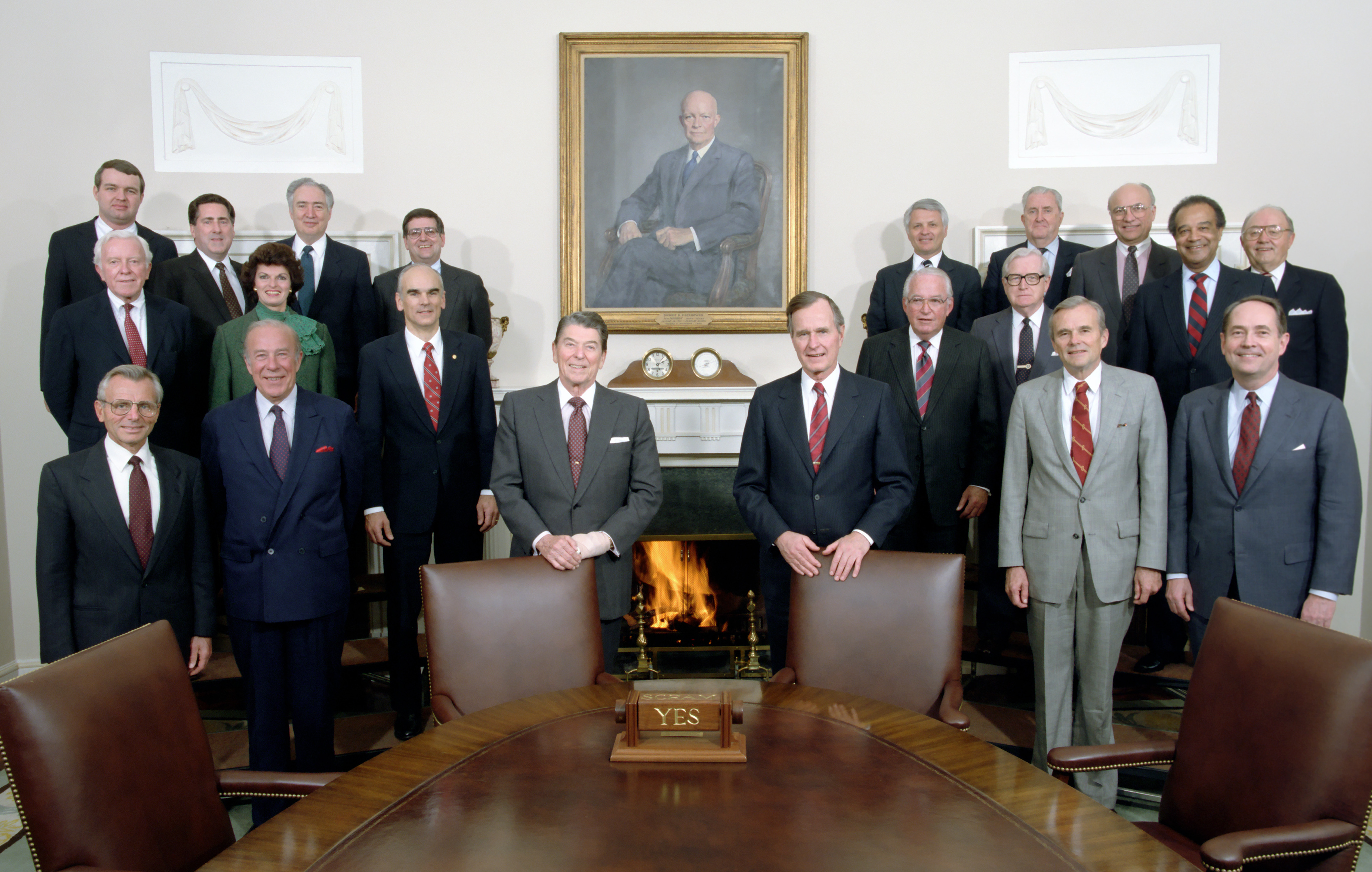 Official Cabinet Photo in The Cabinet Room President Ronald Reagan George Bush