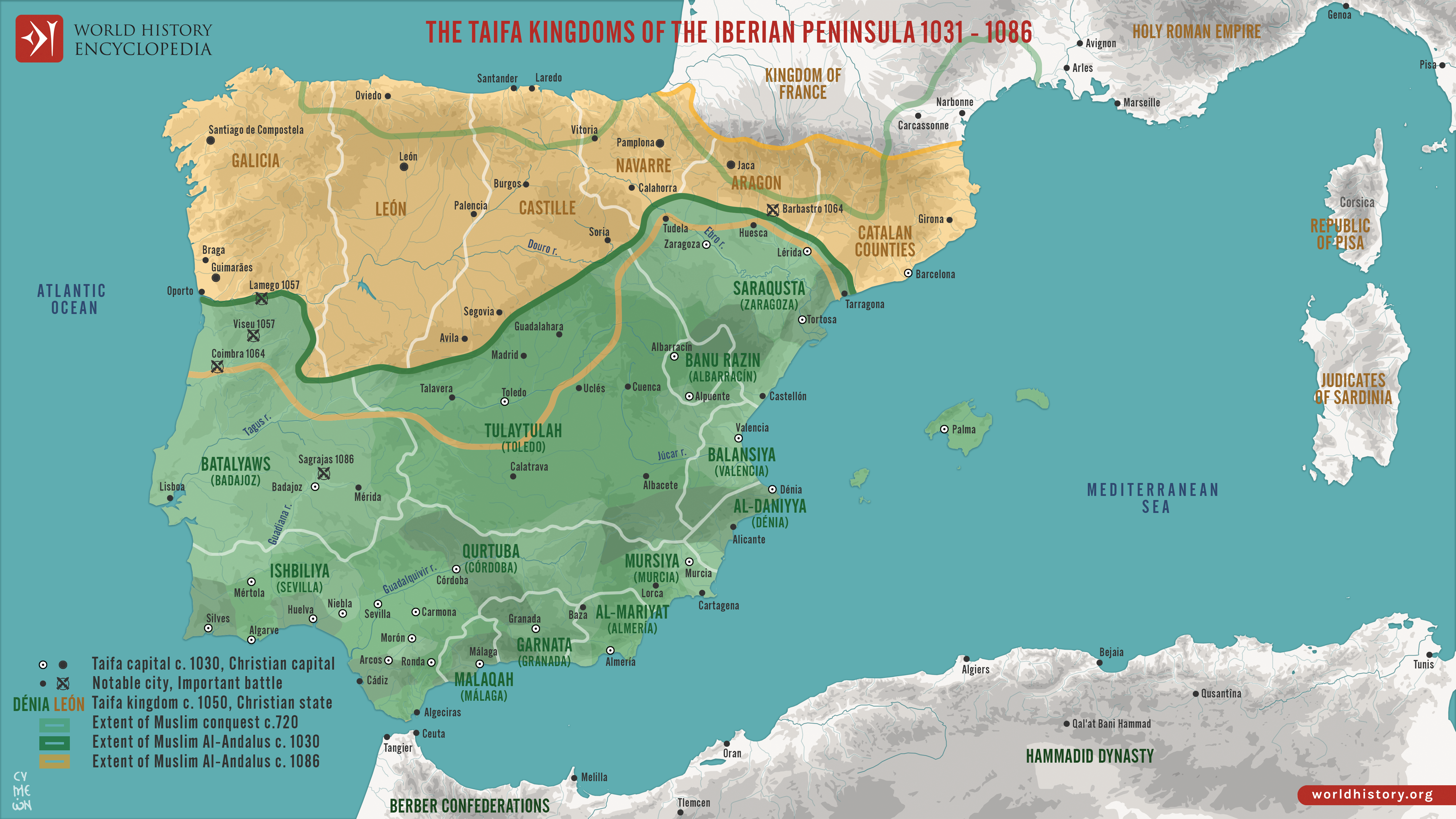 Map of the Taifa Kingdoms of Al-Andalus