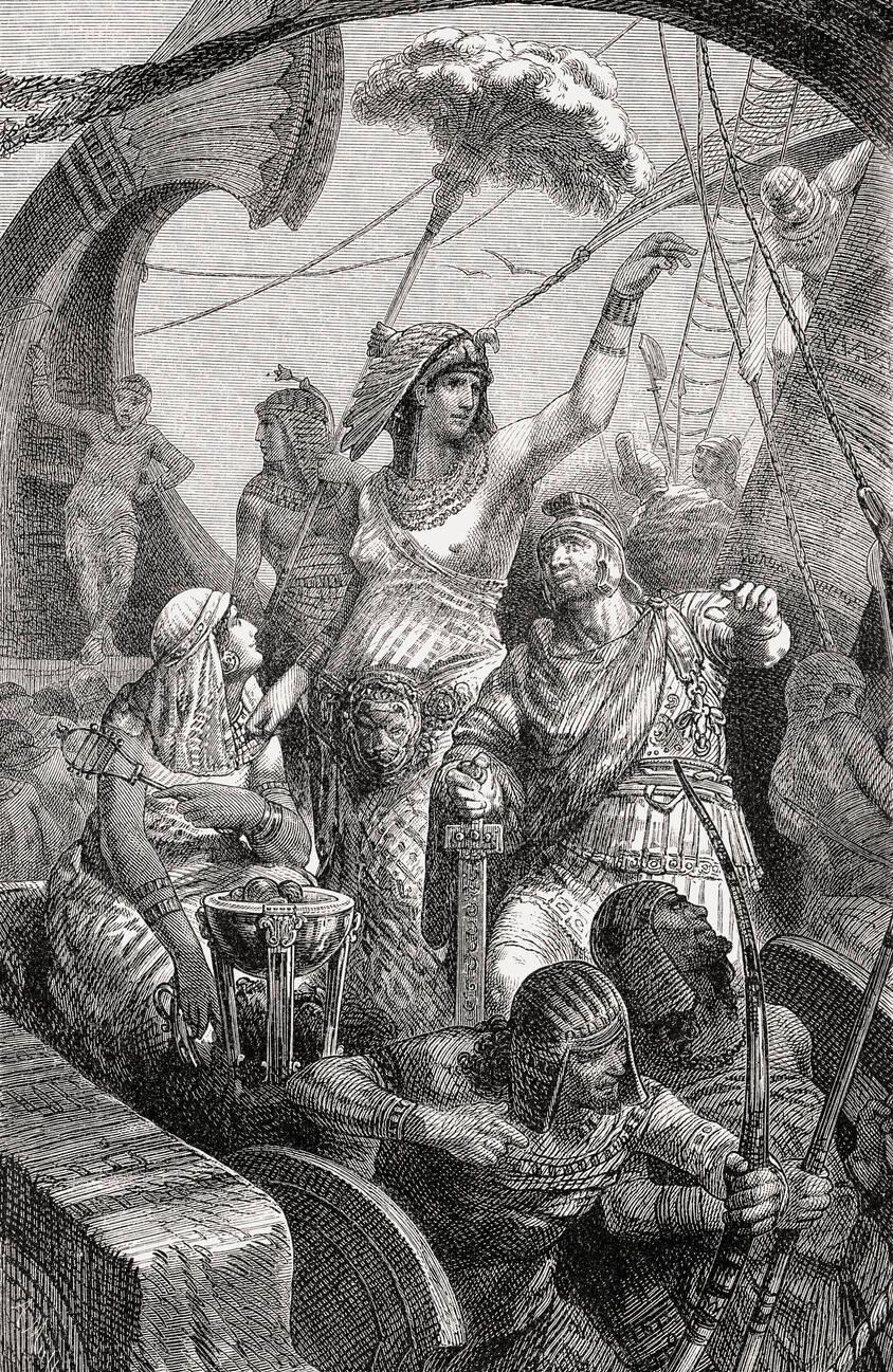 Marcus Antonius and Cleopatra at the Battle of Actium , Ionian Sea, Greece