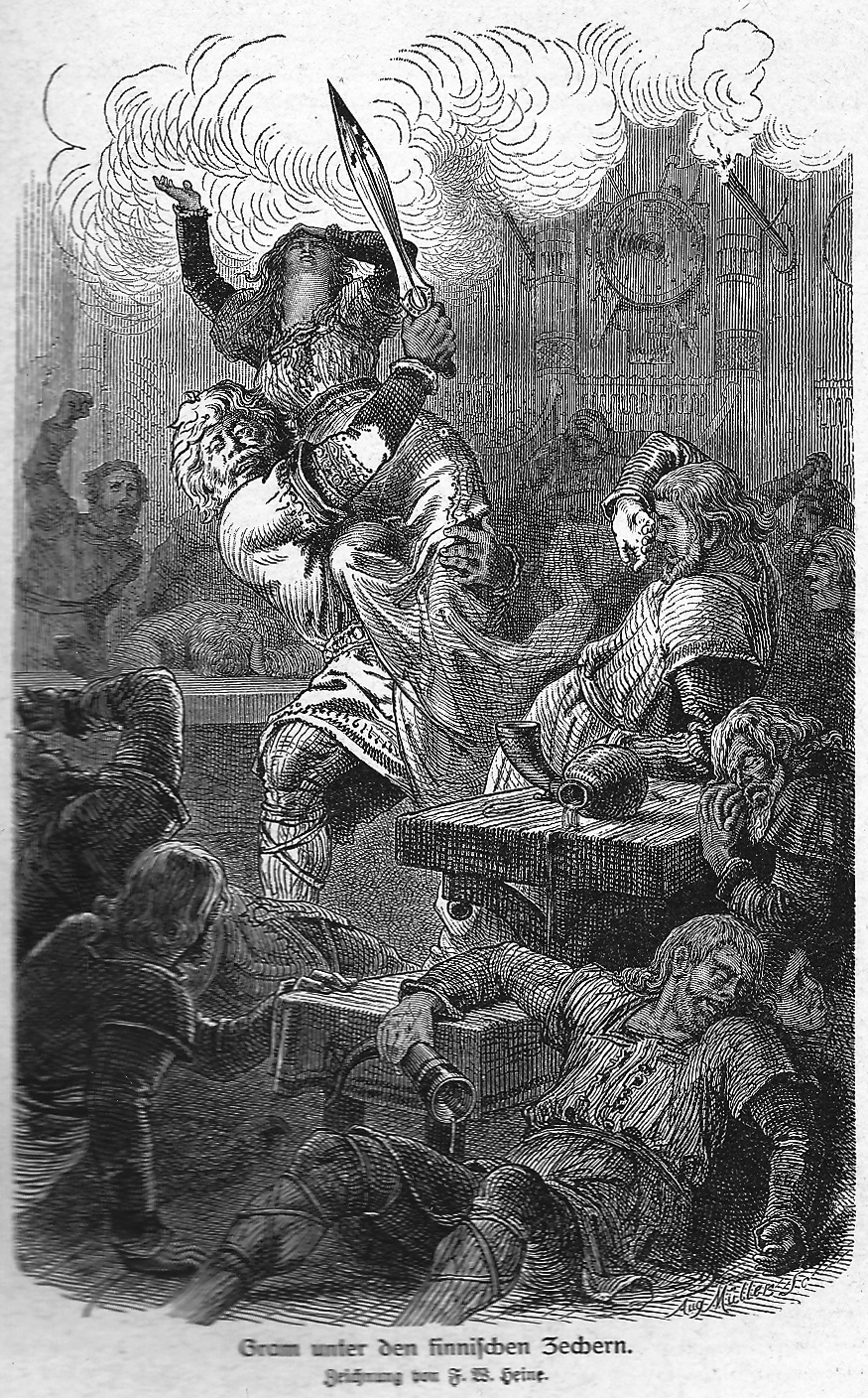 Gram among Finnish boozers (kidnapping Princess Syngi, daughter of King Sumbli of Finland